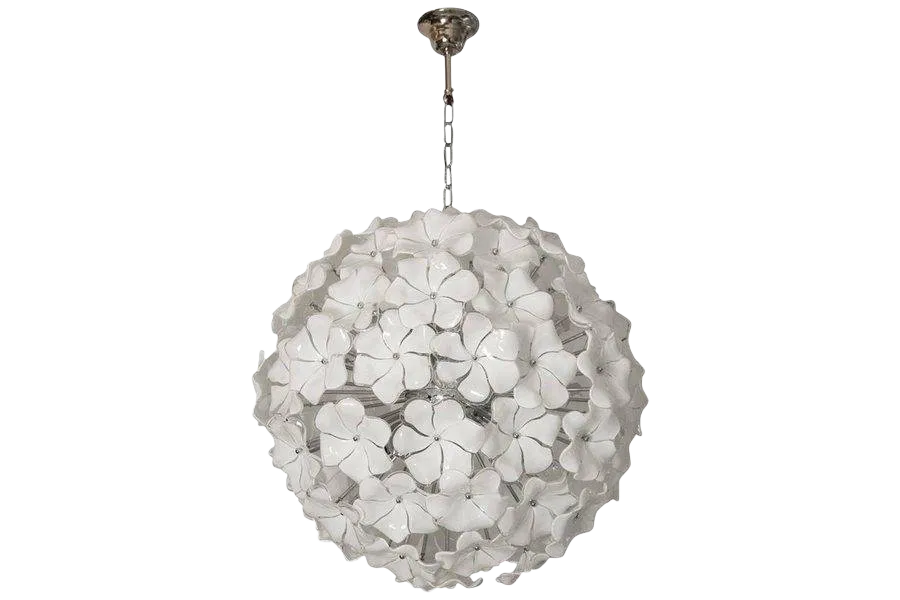 White Lotus Murano Glass Sputnik Chandelier D60 photo furniture