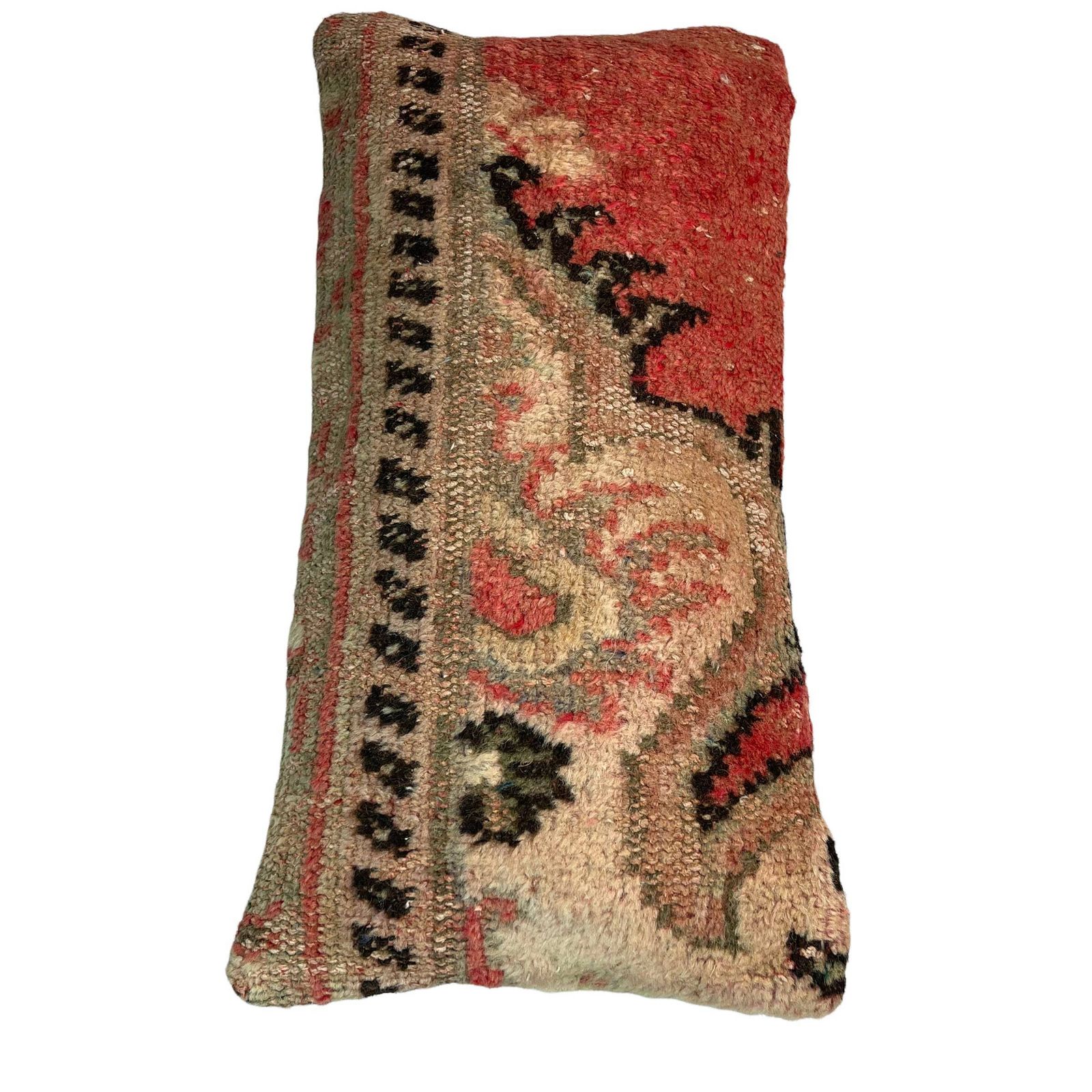 12'' X 24'' Vintage Hand Made Rug Cushion Cover, 30 X 60 Cm Decorative Rug Pillow Cover, Large Vintage Turkish Rug Cushion Cover photo Textiles