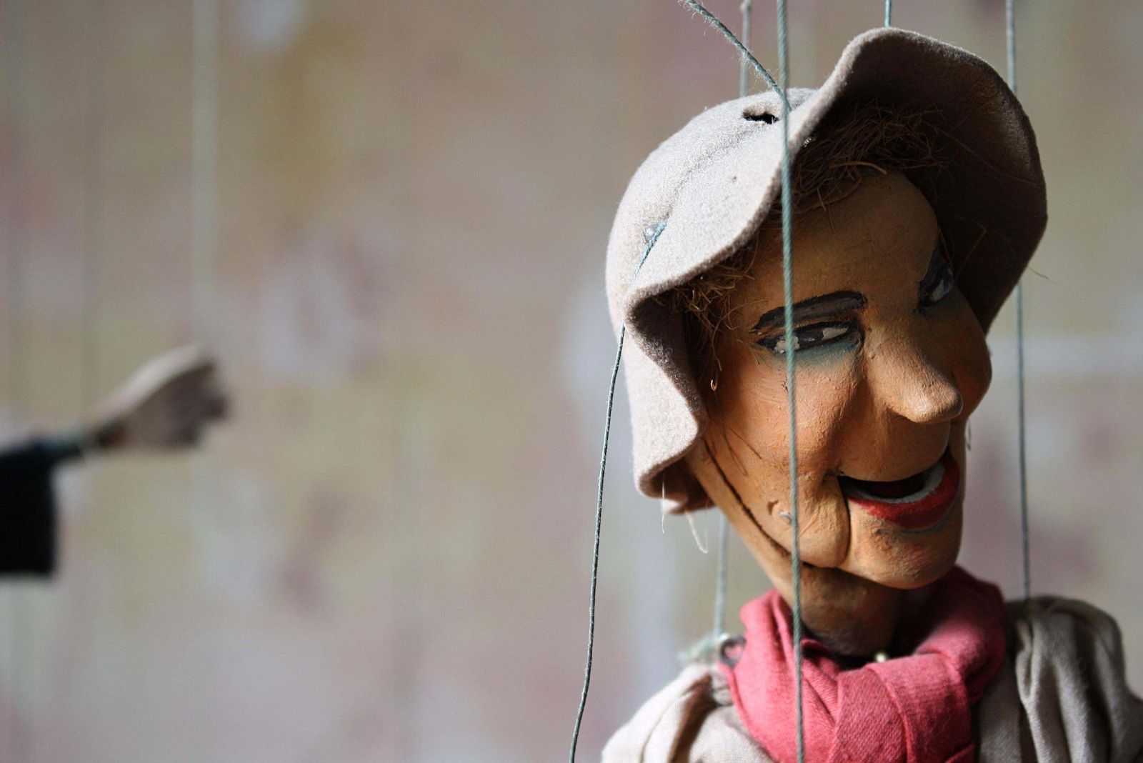 photo for sale 1940's Folk Art John Carr's Jacquard Puppets The Turnip's, Scarecrow & Gardener