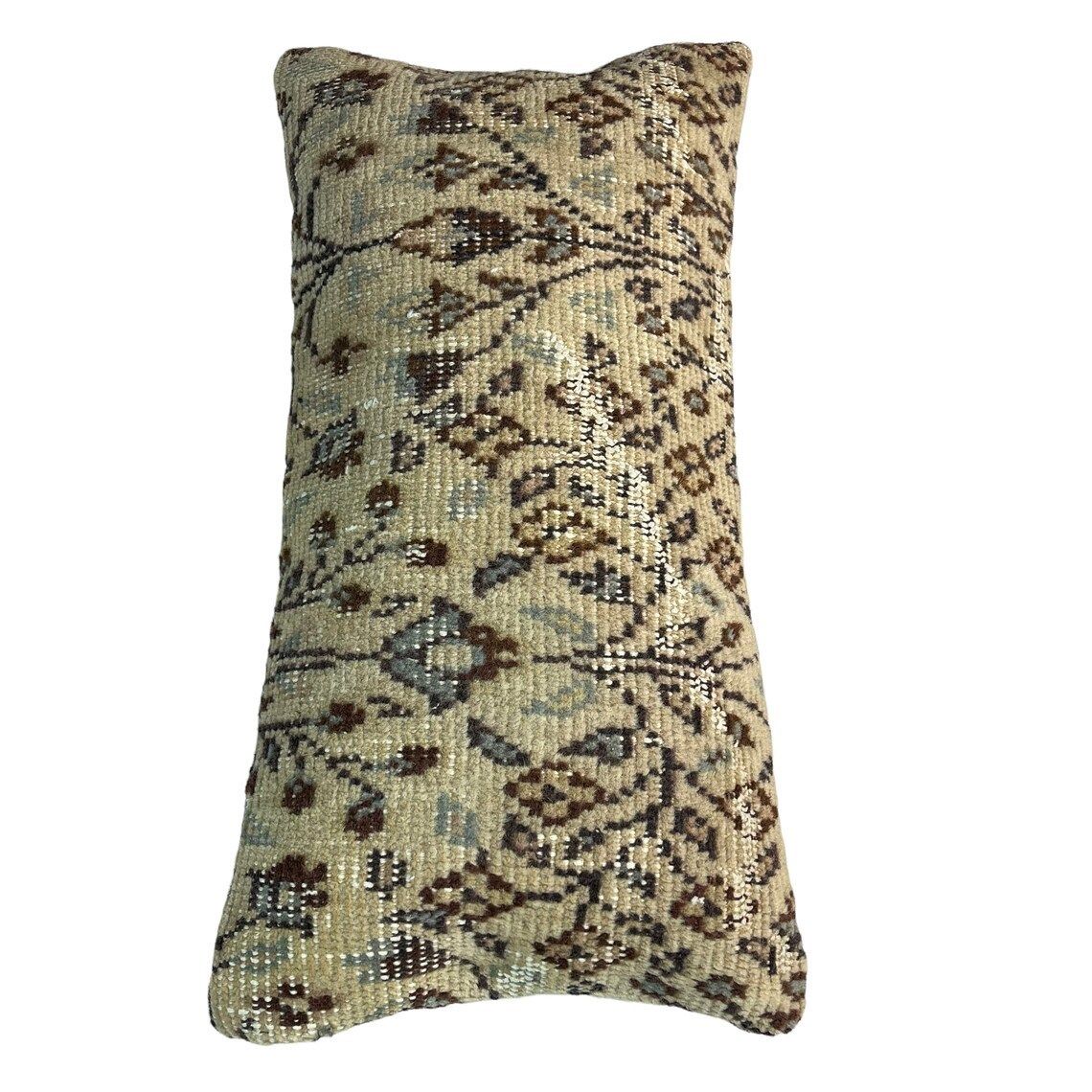 12'' X 24'' Vintage Hand Made Rug Cushion Cover, 30 X 60 Cm Decorative Rug Pillow Cover, Large Vintage Turkish Rug Cushion Cover photo vintage