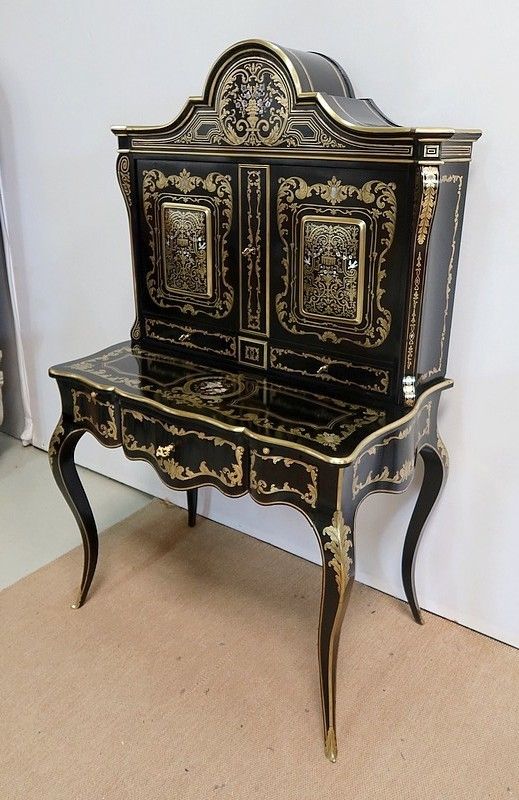 Rare Blackened Wood And Brass Cabinet, Napoleon III Period   19th Centuray photo Furniture
