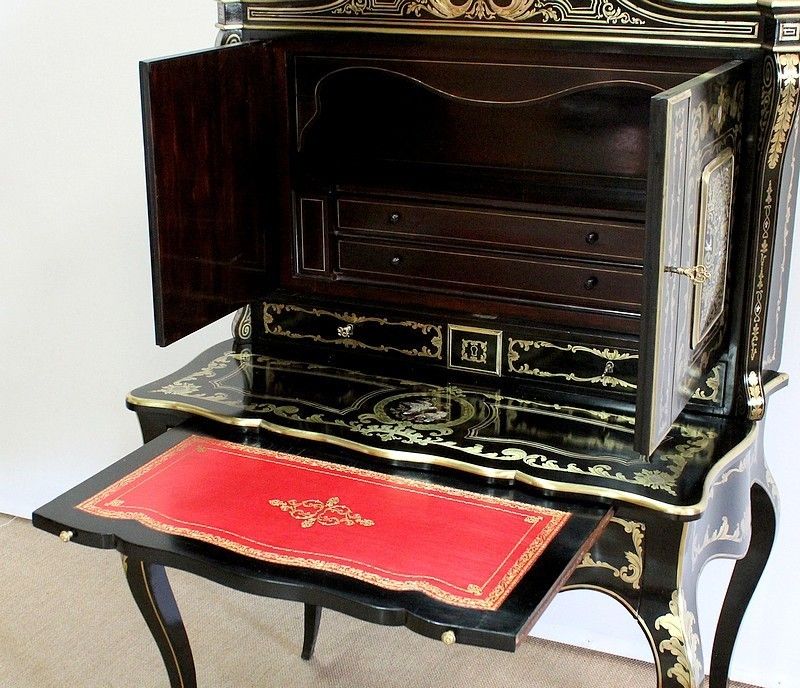 Rare Blackened Wood And Brass Cabinet, Napoleon III Period   19th Centuray photo vinterior