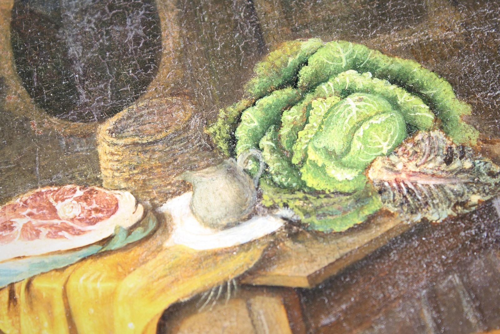 Naive Oil On Board, Boy & His Big Cabbage Folk Art Rutland Gallery London photo Art