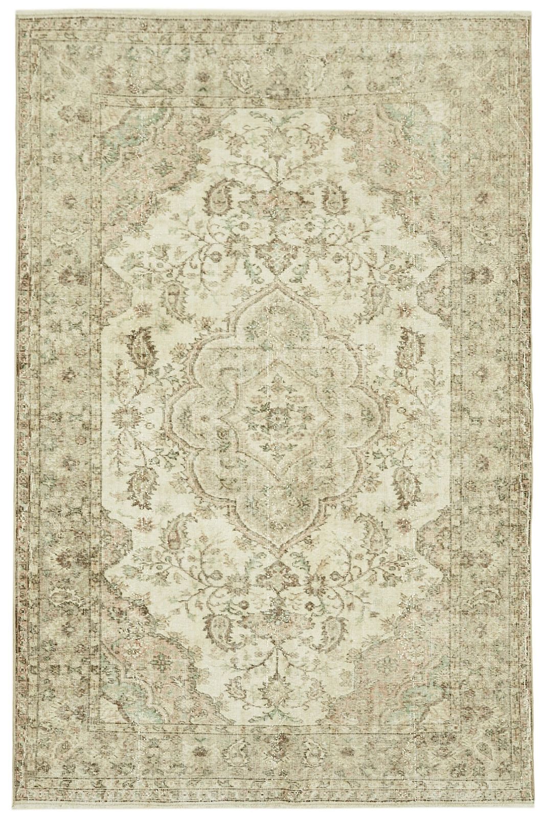 Handmade One Of A Kind Beige Turkish Vintage Rug   287 X 193 Cm