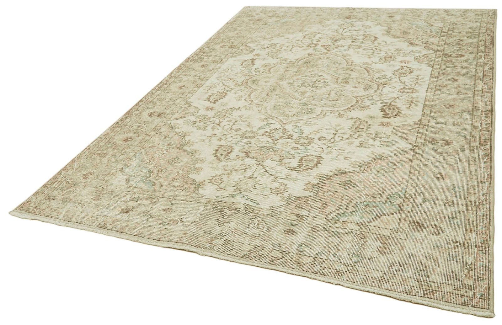 Handmade One Of A Kind Beige Turkish Vintage Rug   287 X 193 Cm photo for sale
