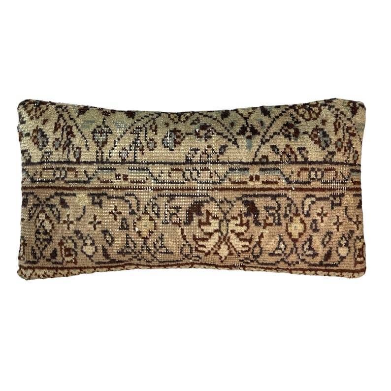 Vintage Handgeknoopt Tapijtkussen 30 X 60 Cm – Decoratieve Kussenhoes Van Vintage Turks Tapijt