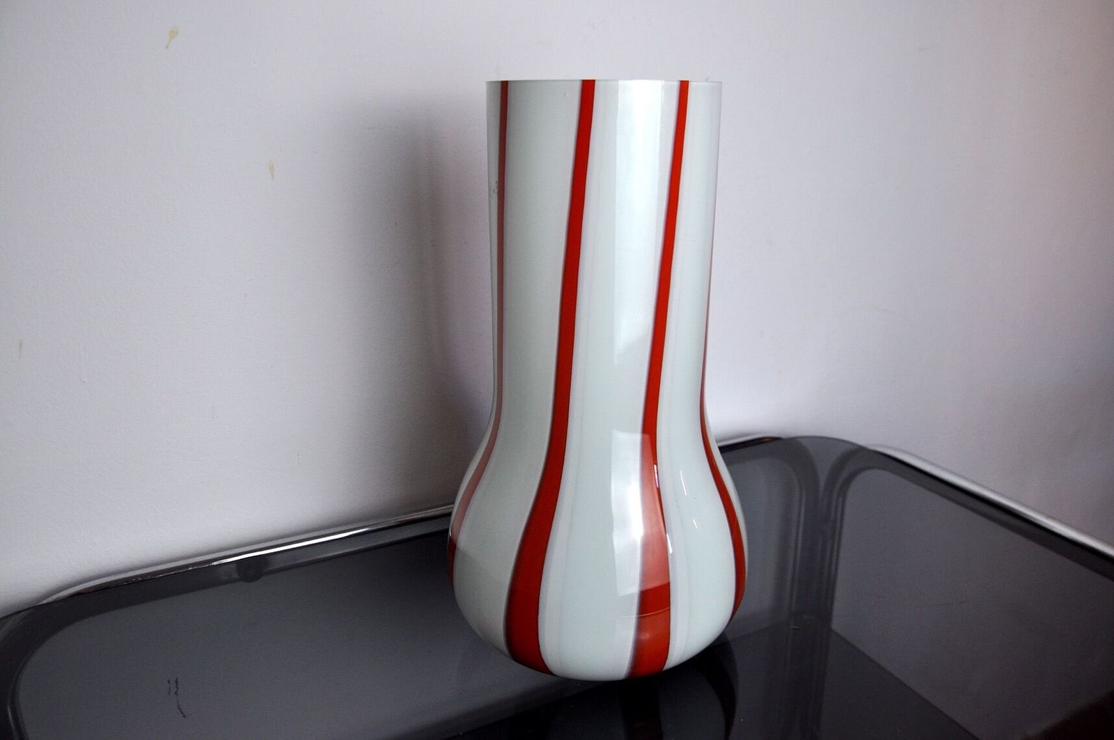 Lollipop Vase, Red And White, Murano Glass, Italy, 1960 photo buy