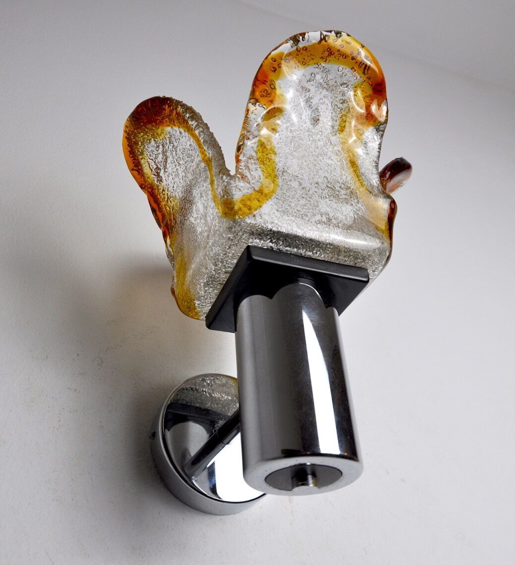 Murano Mazzega Orange Wall Lamp, Frosted Glass, Italy, 1960 photo 1001.0
