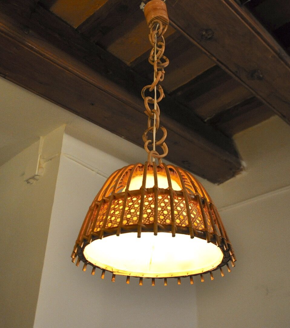 Rattan Suspension France 1960, 1960s photo vintage