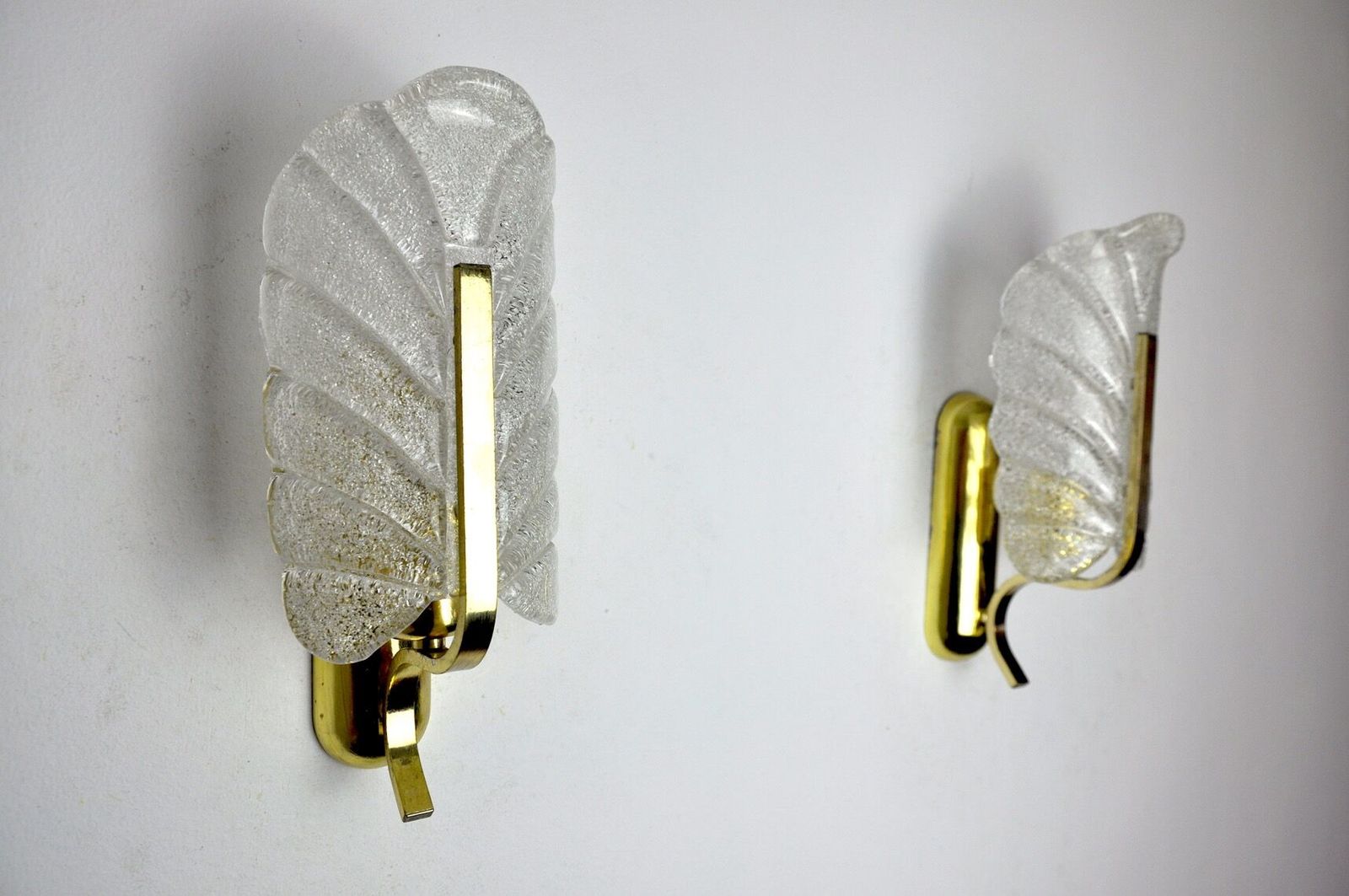 Pair Of Leaf Sconces By Carl Fagerlund Murano Glass Germany 1970 photo Lighting