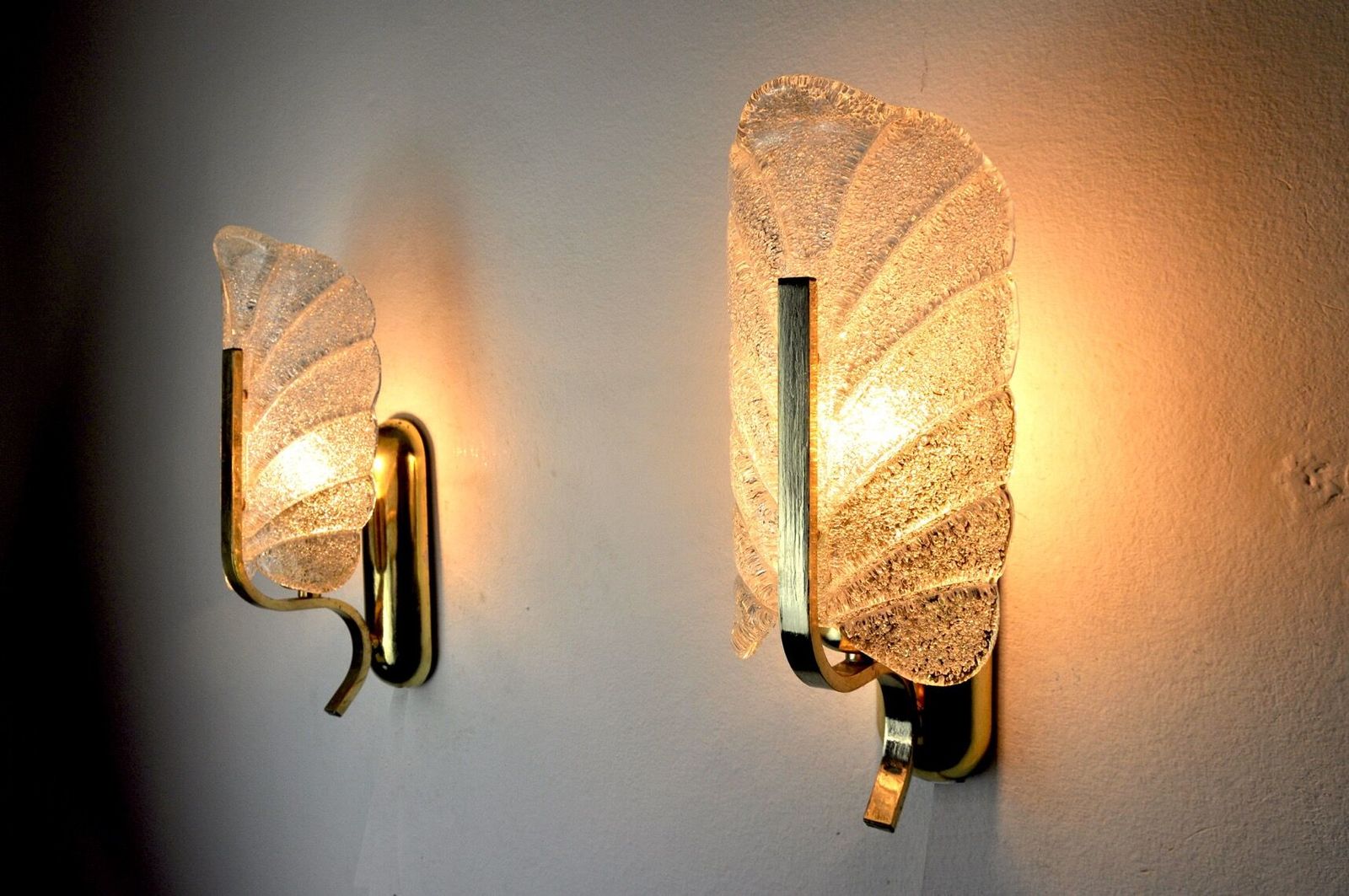 Pair Of Leaf Sconces By Carl Fagerlund Murano Glass Germany 1970 photo buy