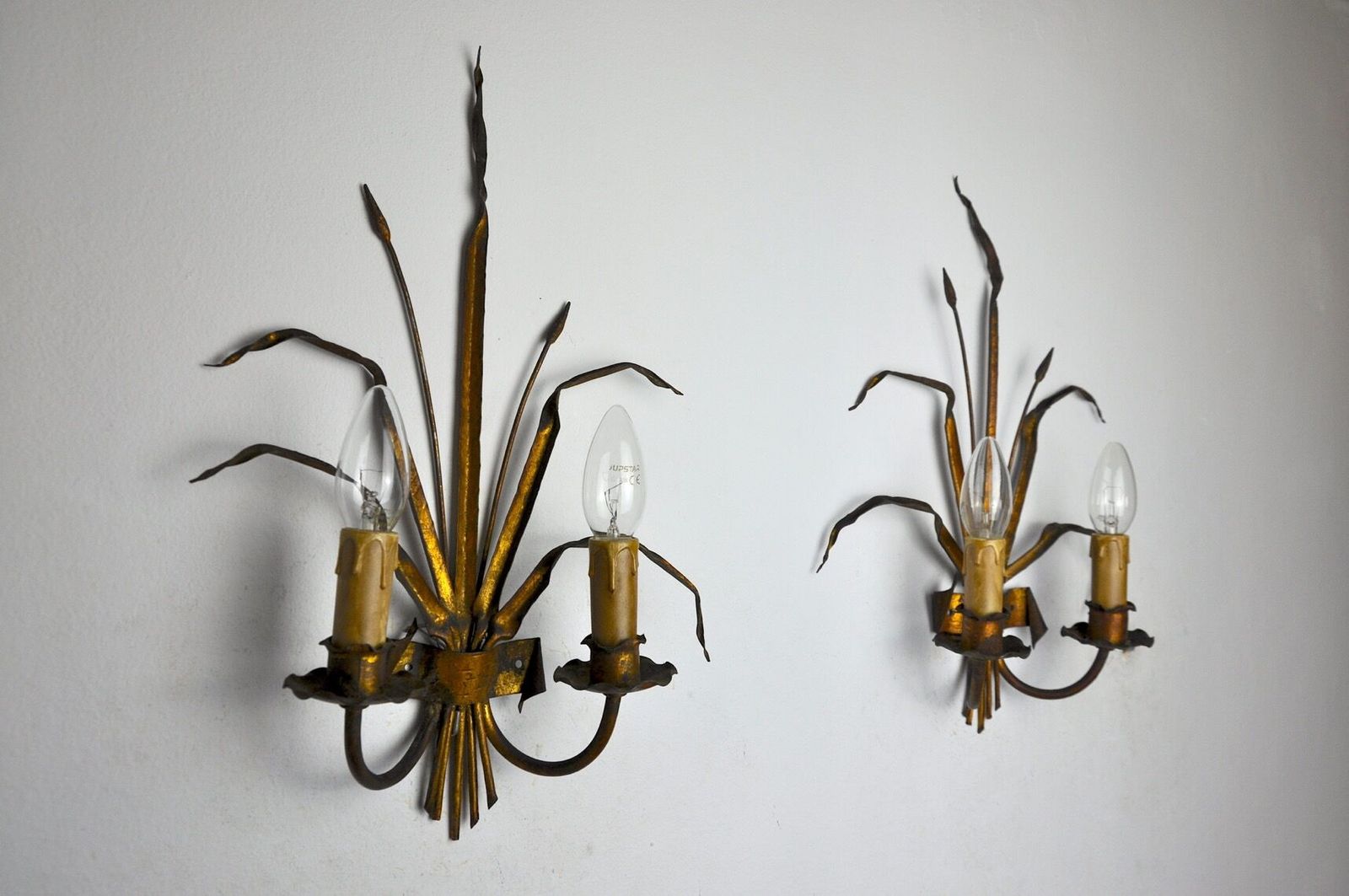 Pair Of Floral Sconces By Ferro Arte Spain 1960 photo Lighting
