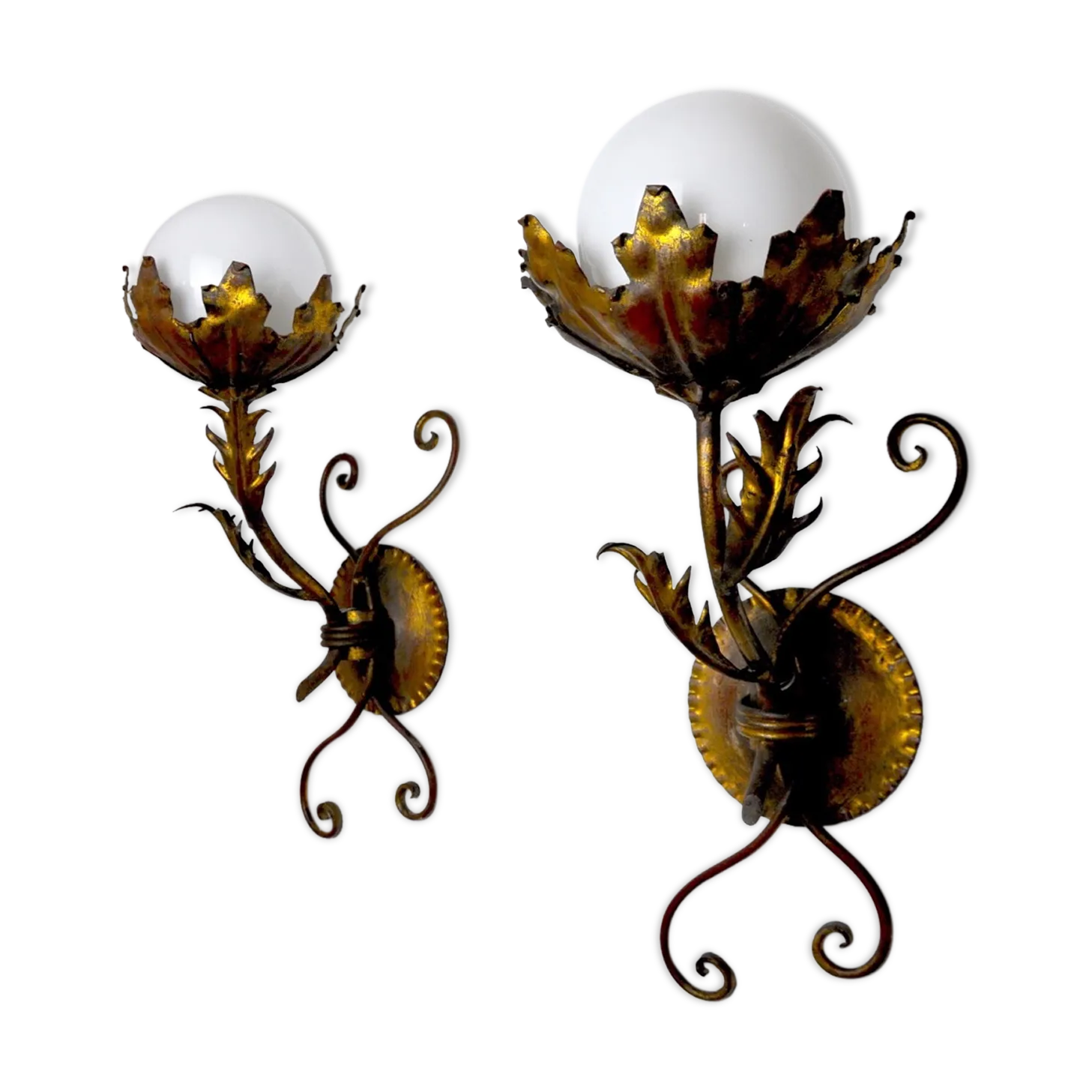 Pair Of Floral Sconces By Ferro Arte, Spain, 1960