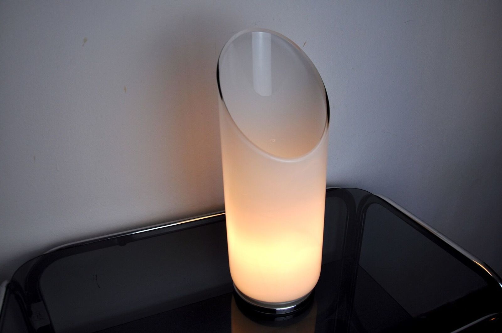 Tubular Lamp By Murano Mazzega, Opaque Glass, Italy, 1960 photo vintage