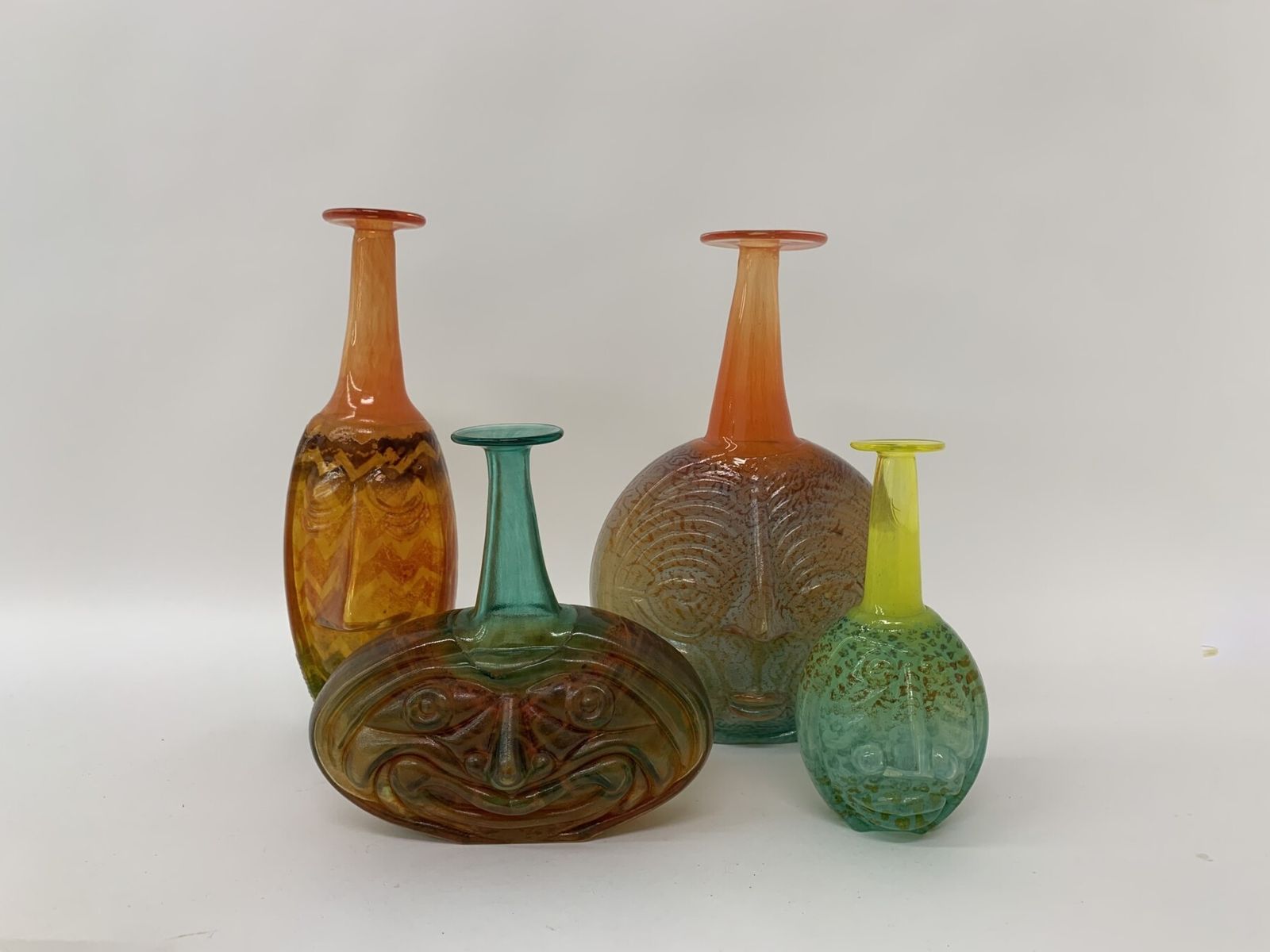 Rare Set Of Kjell Engman For Kosta Boda Sweden ‘Rio’ Face Vases photo 3982.88