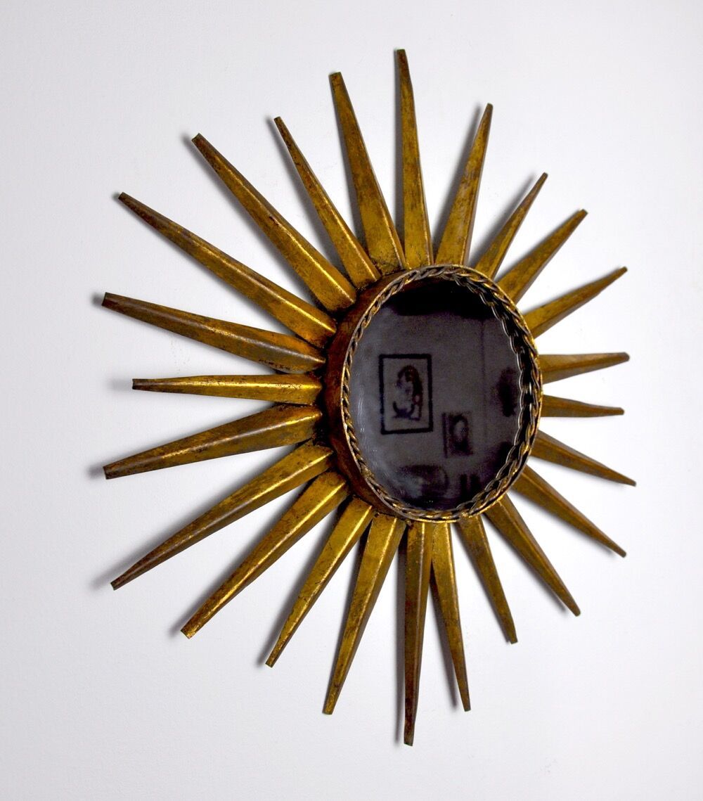 Sun Mirror, Gilded Metal With Gold Leaf, Italy, 1960 photo Home Decor