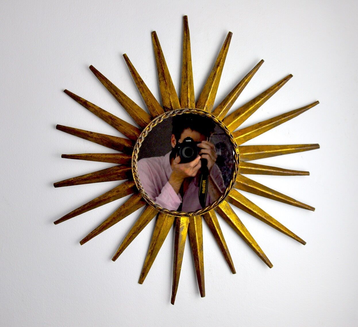 Sun Mirror, Gilded Metal With Gold Leaf, Italy, 1960 photo 1239.98