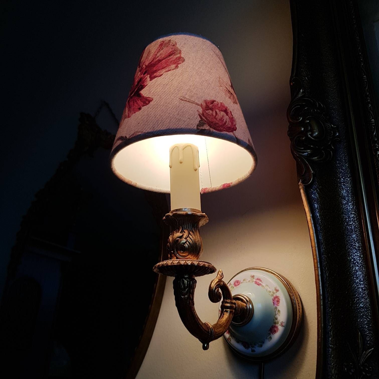 Vintage Wall Sconces, Roses, Porcelain And Bronze Wall Lamps, Wall Light, Home Decor, Home Lighting, Interior Design photo furniture