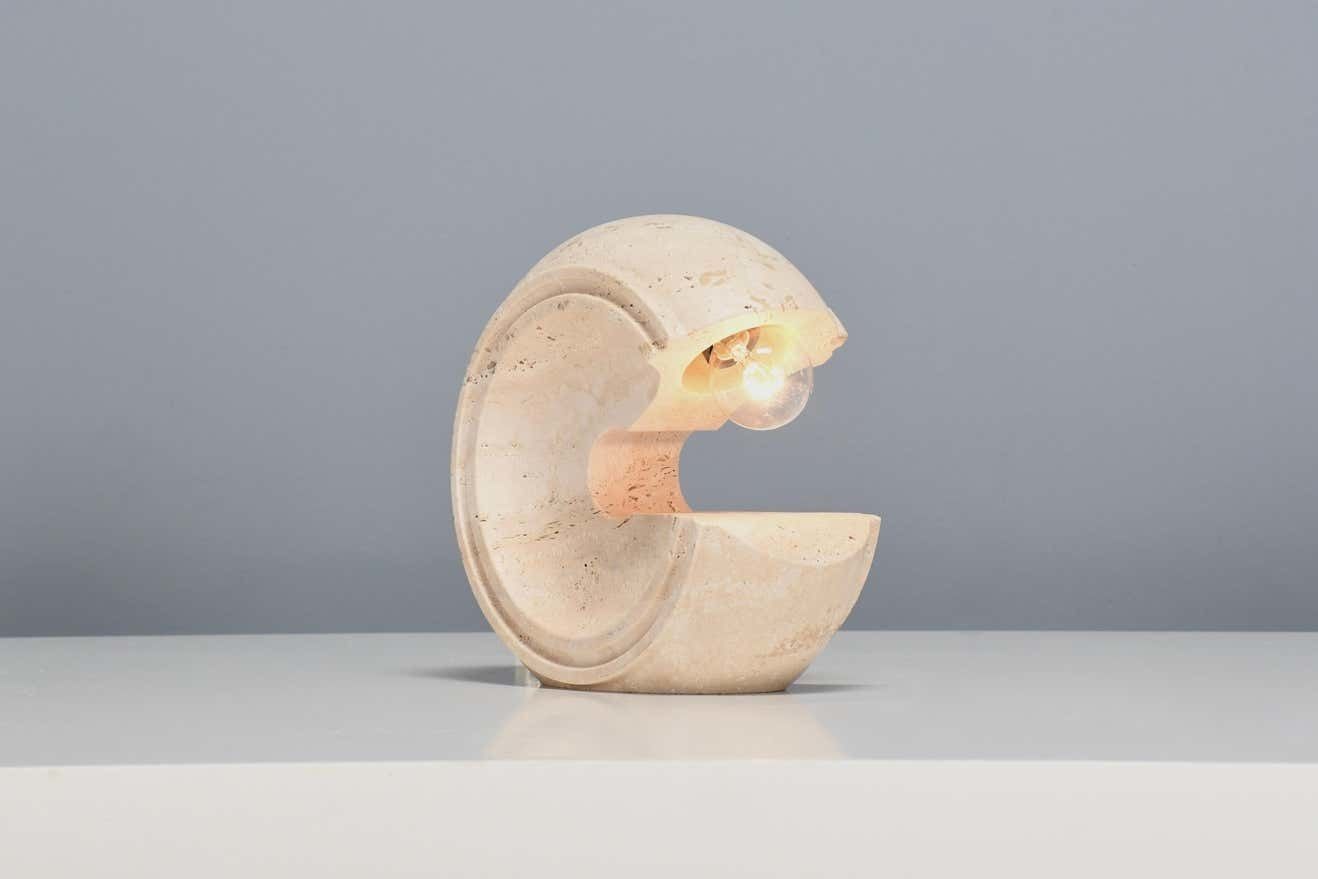 Sculptural Travertine Table Lamp By Giuliano Cesari For Nucleo Sormani, 1971 photo for sale