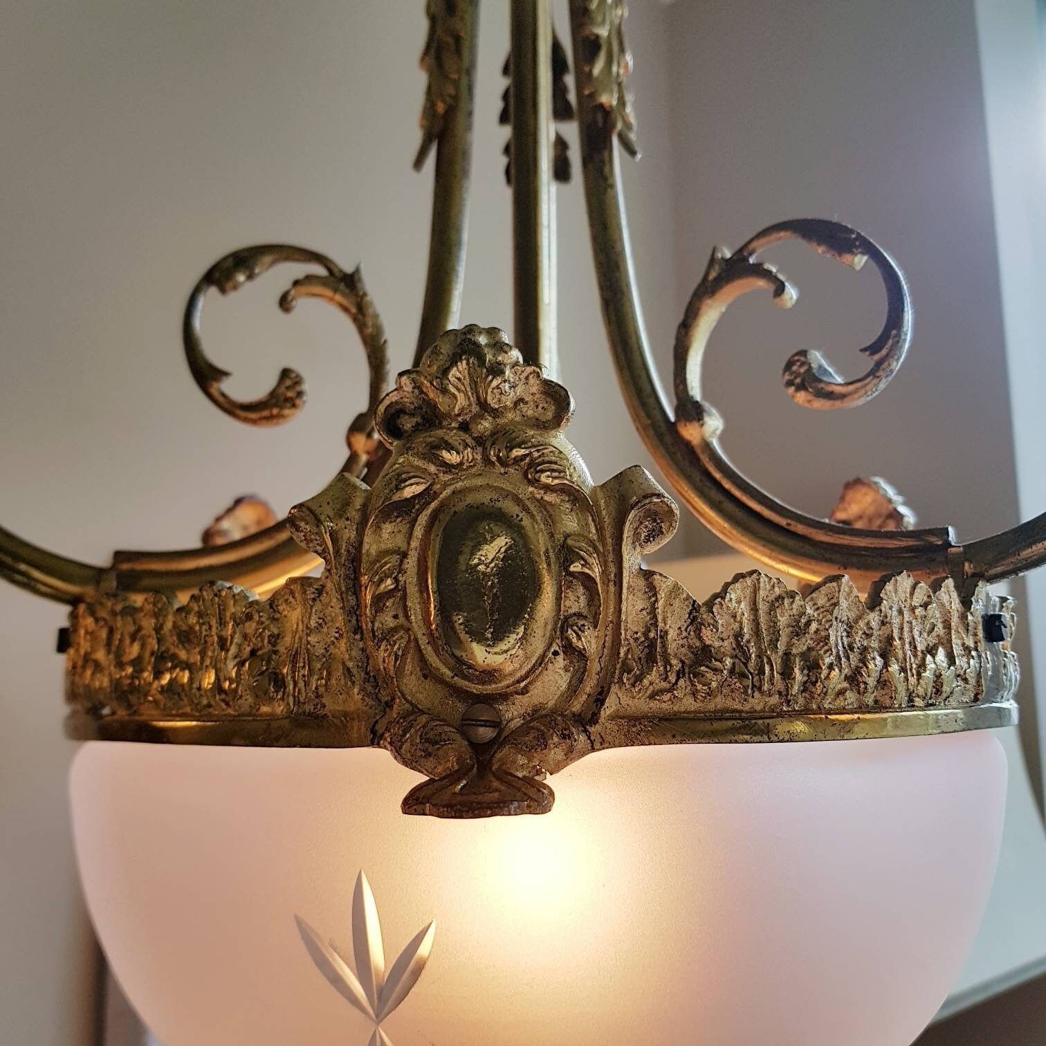 Antique French Chandelier, Stunning Pendant Lamp, 4 Bulbs Light, Vintage Pendant Light, Chandelier Lighting, Hanging Chandelier photo buy