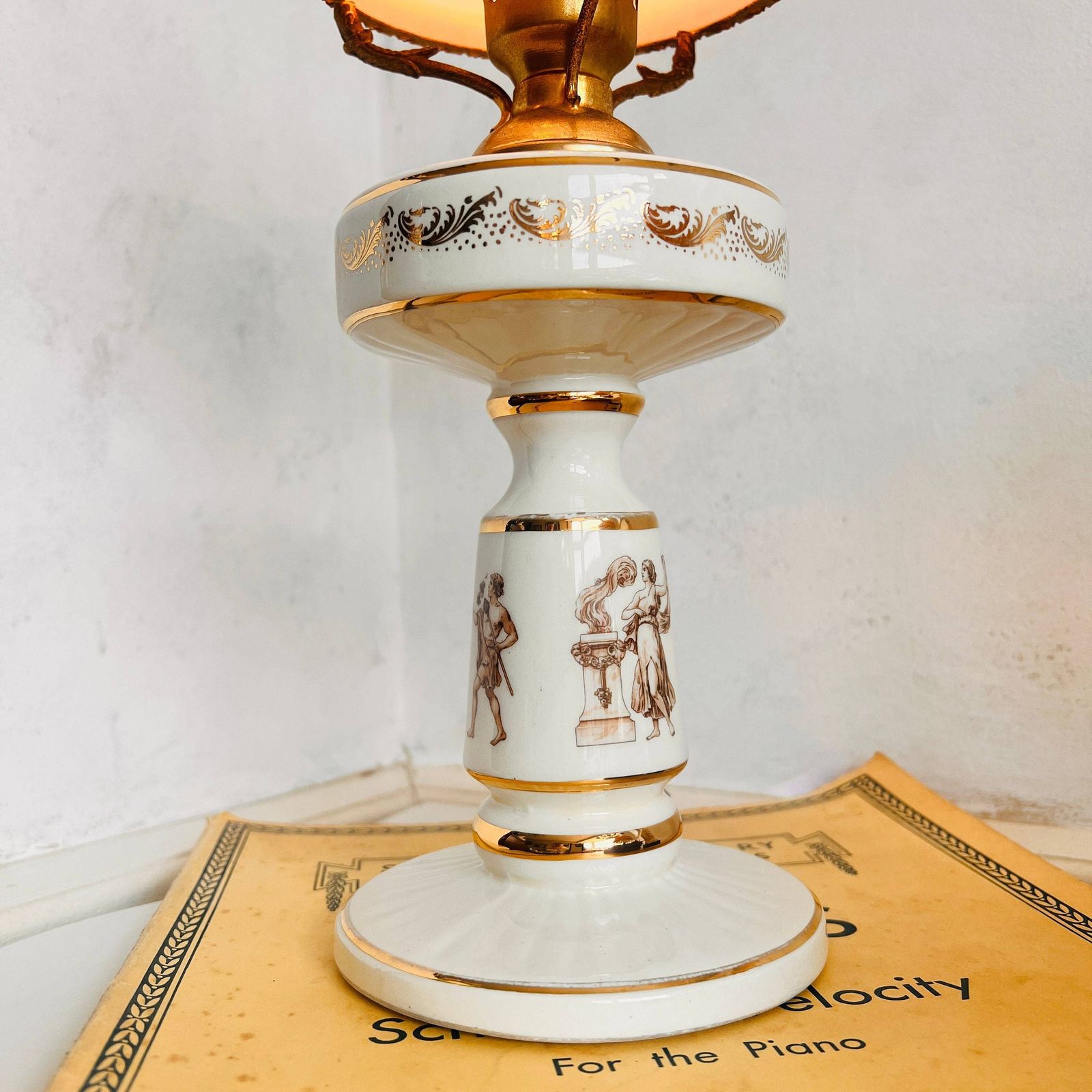 Vintage Italian Porcelain Lamp, Oil Style photo for sale