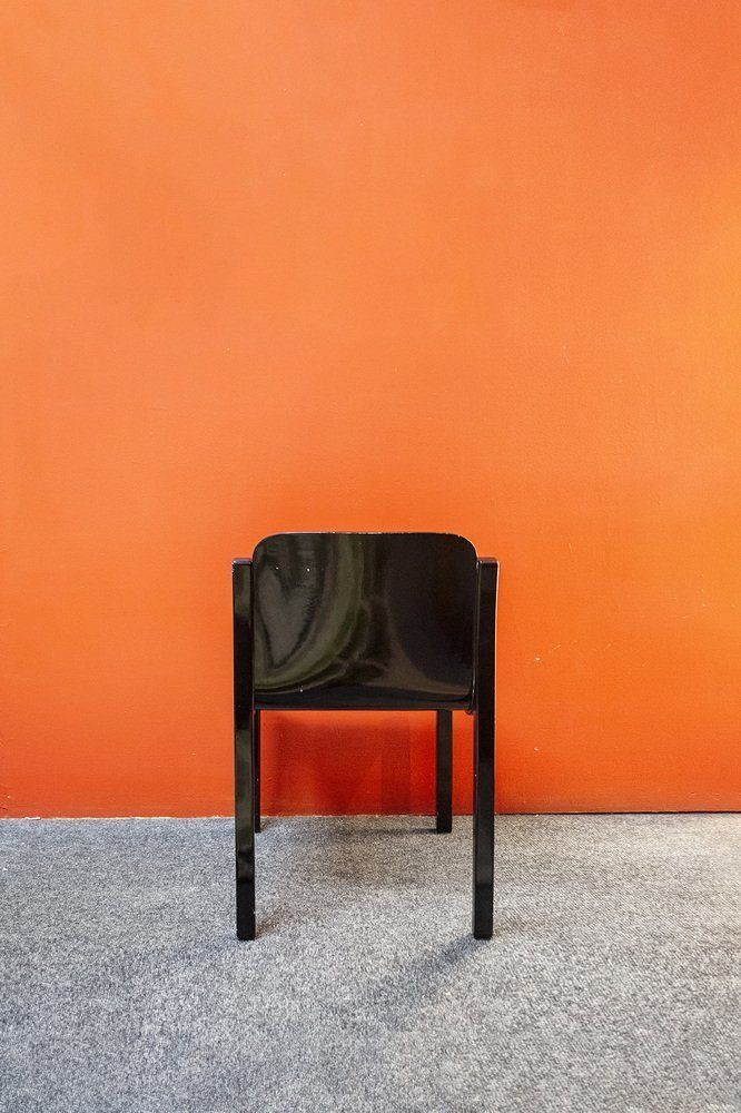 Italian Black Lacquered Wood Chairs, 1970s, Set Of 2 photo 854.88