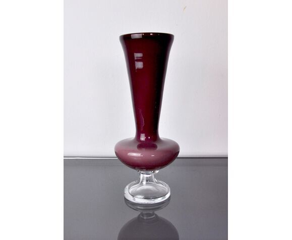 Purple Murano Glass Vase Italy  1980 photo vinterior