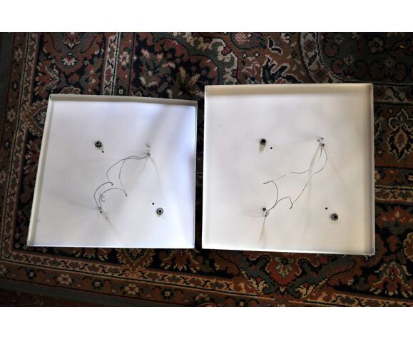 Pair Of Murano Mazzega Sconces Orange Murano Blown Glass Italy 1960 photo vinterior
