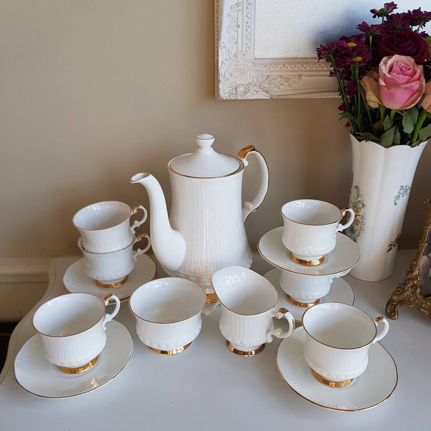Vintage Elizabethan Charmaine, Fine Bone China, Made In England, Tea/Coffee Set For 6, Tableware, Nice Wedding Gift photo furniture