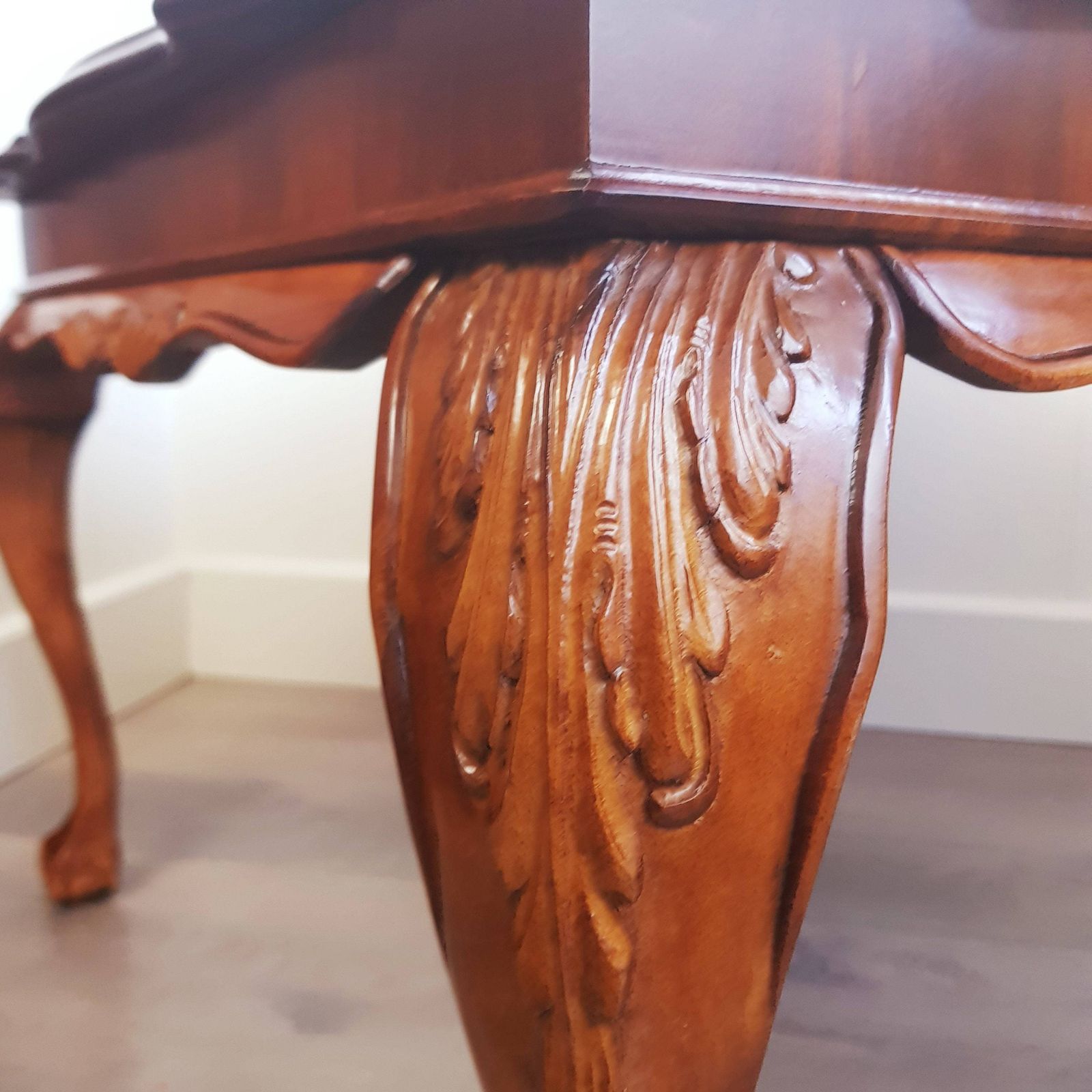 Cherry Wood Square Tea Table, Vintage Tea/Coffee Table, Hand Carved Wood Tea/Coffee Table, Claw Foot Table, Interior Design Furniture photo Furniture