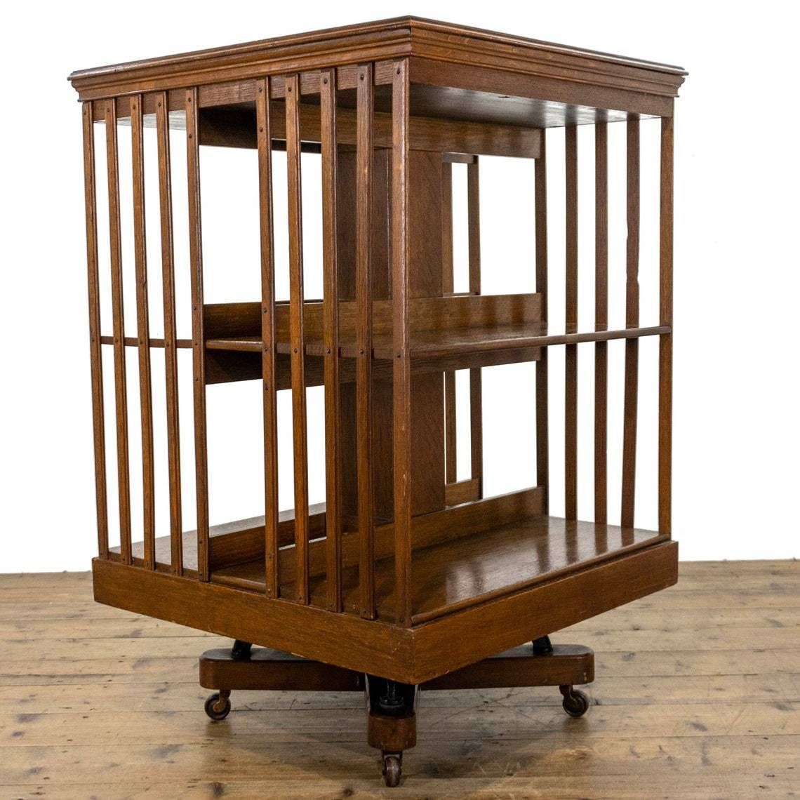 Edwardian Antique Oak Revolving Bookcase   Antique Furniture  Edwardian   Antique Storage   Antique Bookcase photo 995.0
