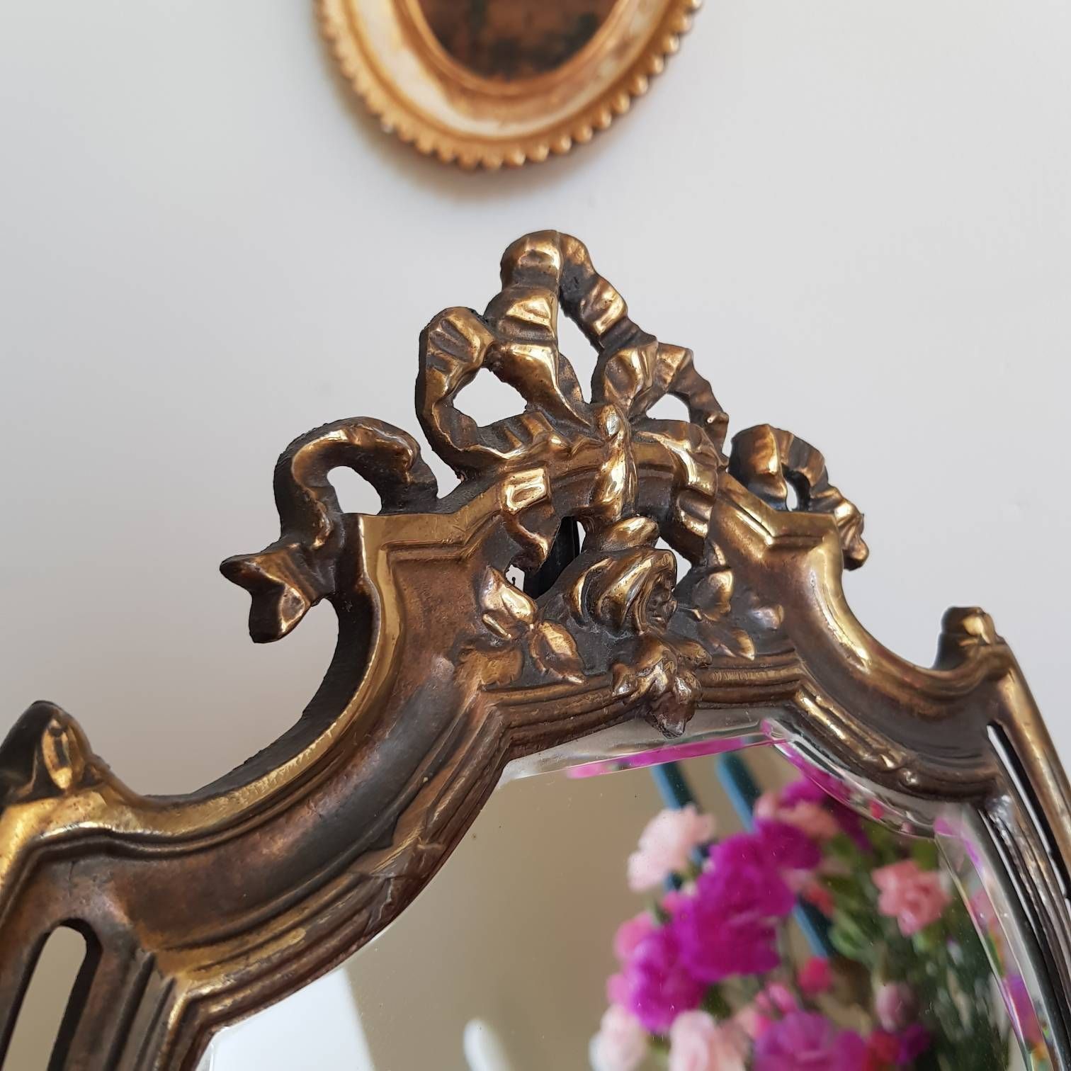 Special French Louis XVI Style Ribbon Mirror, Beveled Crystal Cut Mirror Vanity Mirror Table Freestanding Mirror photo Home Decor