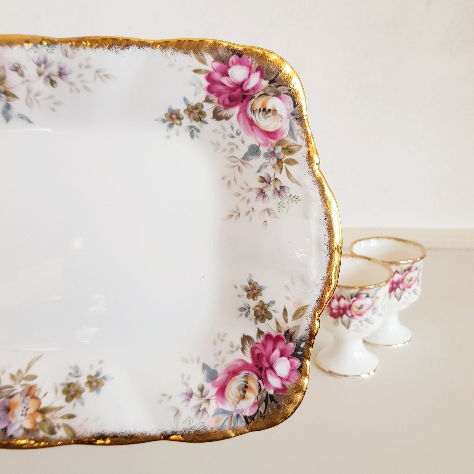 Vintage Queen Anne Eierdopjes Met Onderbord, Made In England photo buy