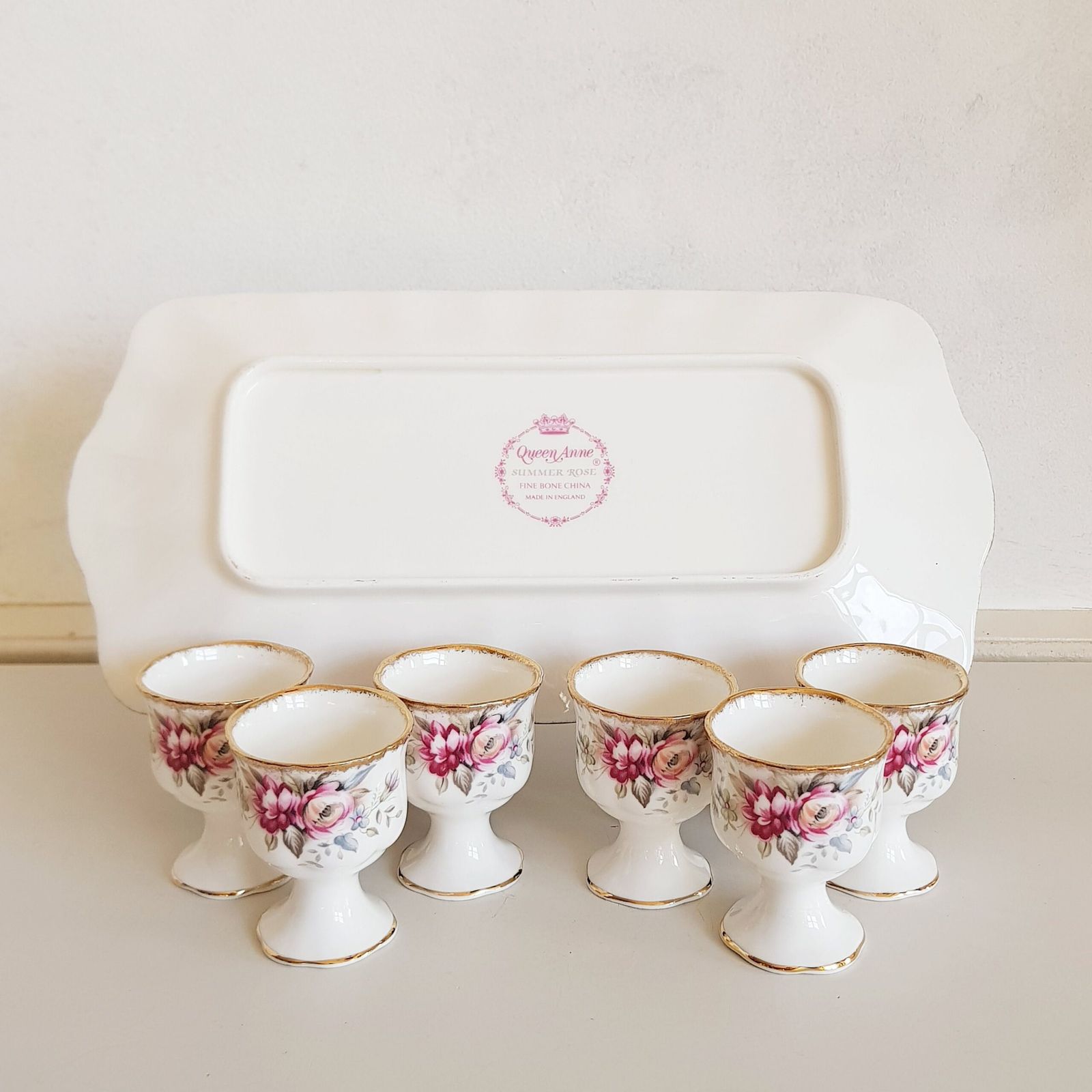 photo for sale Vintage Queen Anne, Made In England, Egg Cups And Uderplate