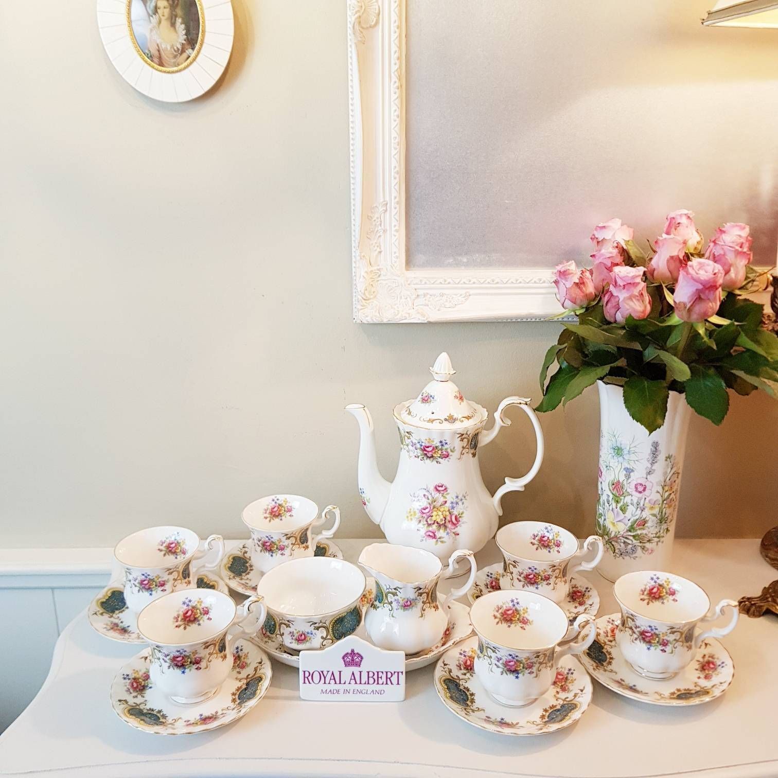 Royal Albert Set For Six, Made In England, Berkeley Pattern, Tea/Coffee Set, Vintage Tableware, Bone China, Nice Christmas Gift photo for sale