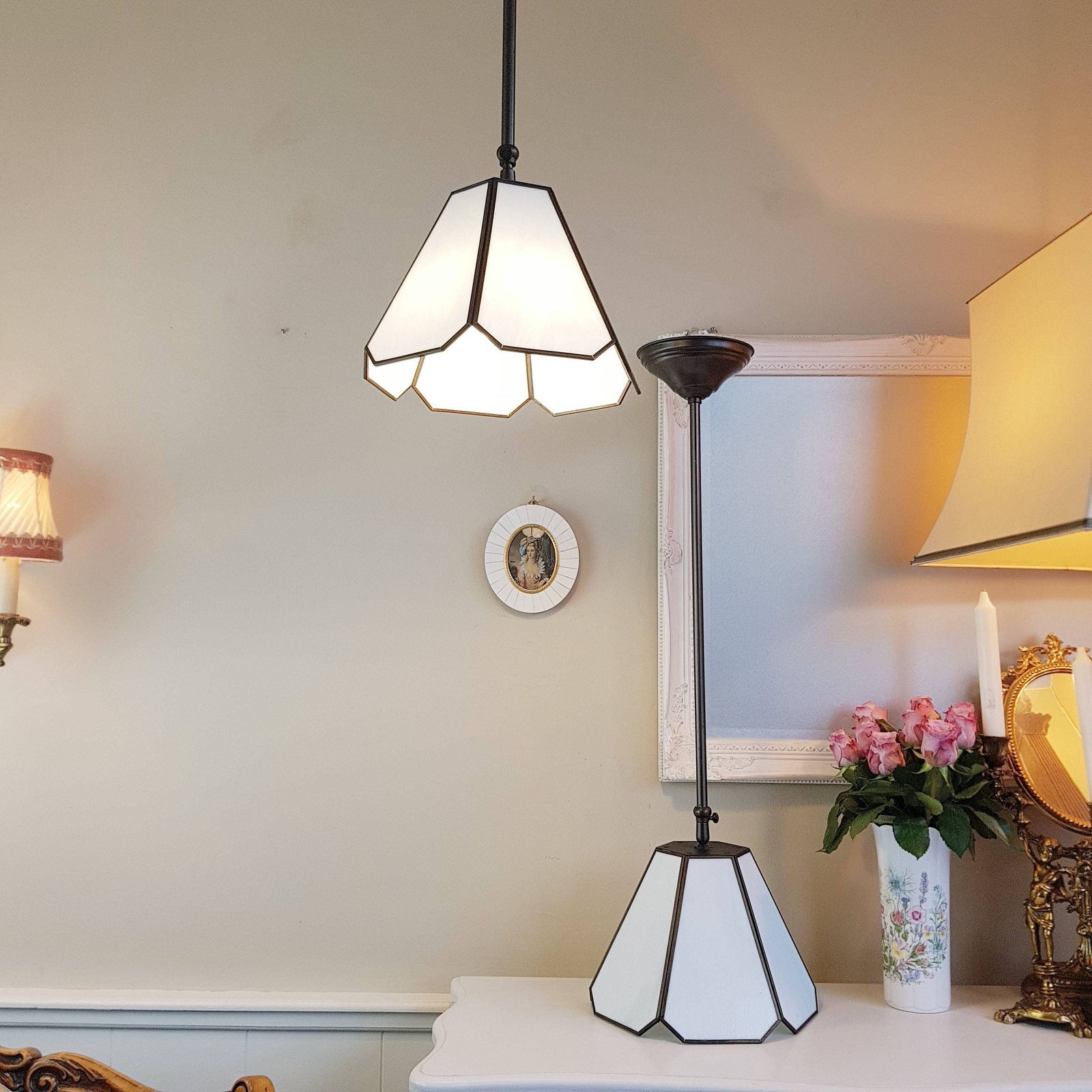 Vintage Hanglampen, Set Van 2, Jaren '70, Met Plexiglas, Art Deco Stijl – Zeldzaam