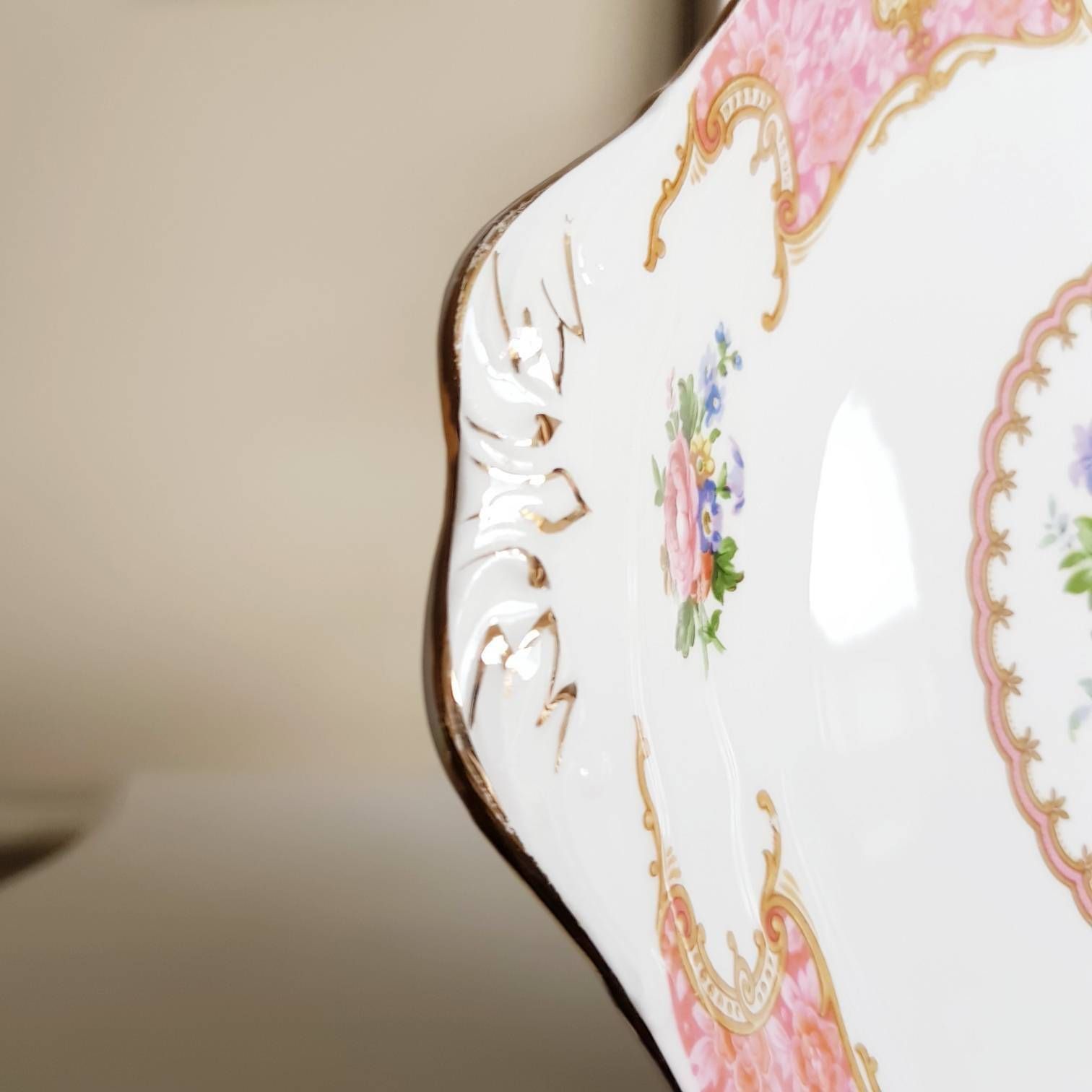 Original Royal Albert Lady Carlyle, Bone China, Porcelain Cake Plate, Made In England, Oval Plate, Gift Idea photo vinterior