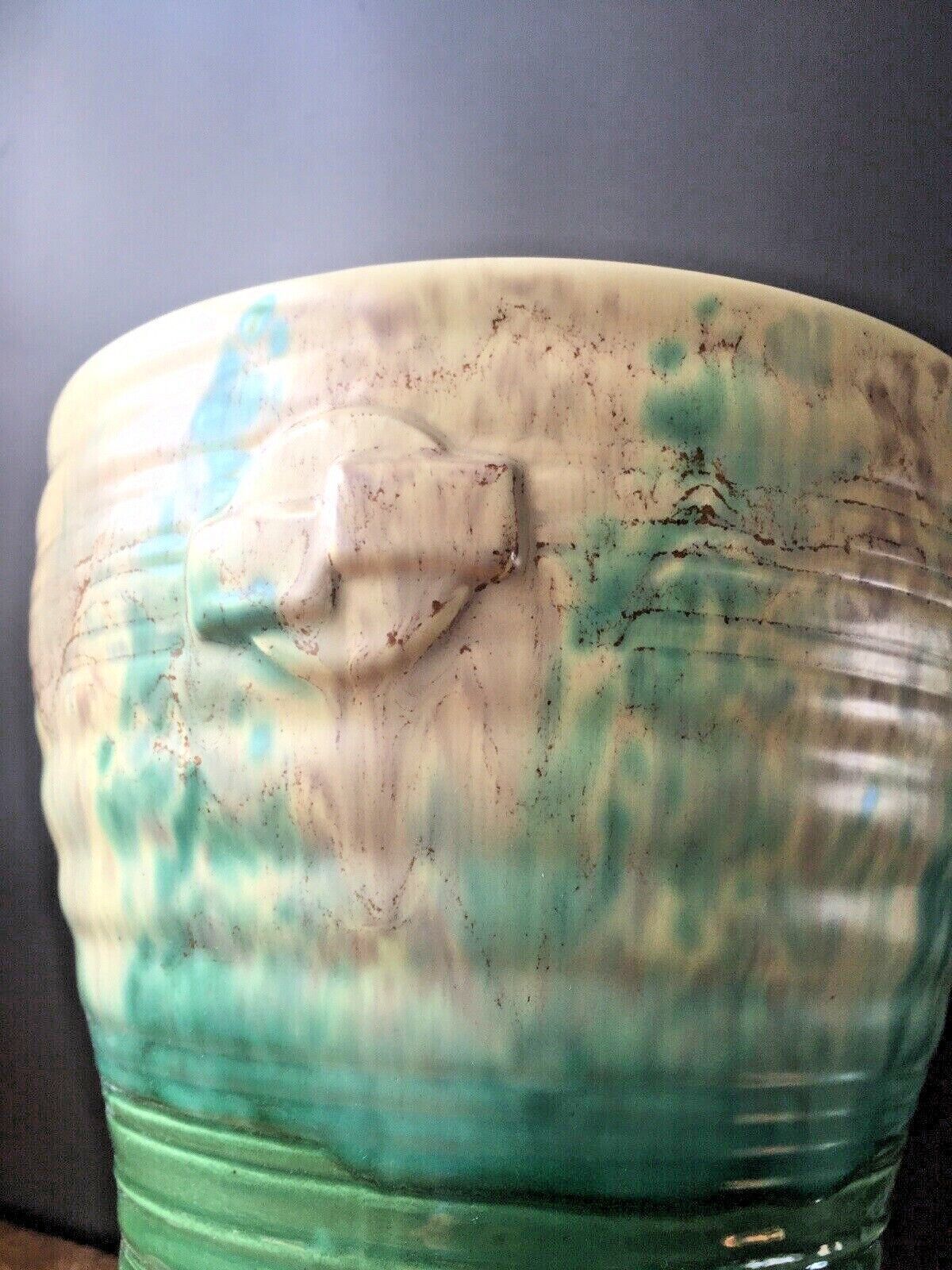Rare C1936 Art Deco Beswick 378/2 Ribbed Dripglaze Jardiniere Planter Plant Pot photo furniture