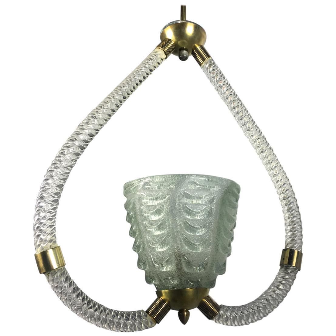 Art Deco Chandelier By Ercole Barovier, Murano, 1940s