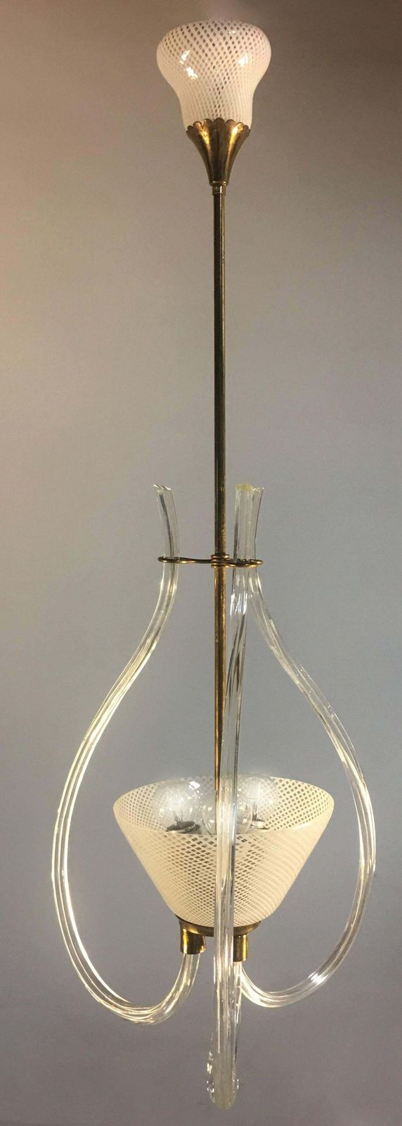 Adorable Pendant Chandelier "Reticello" By Venini, Murano, 1940s photo furniture