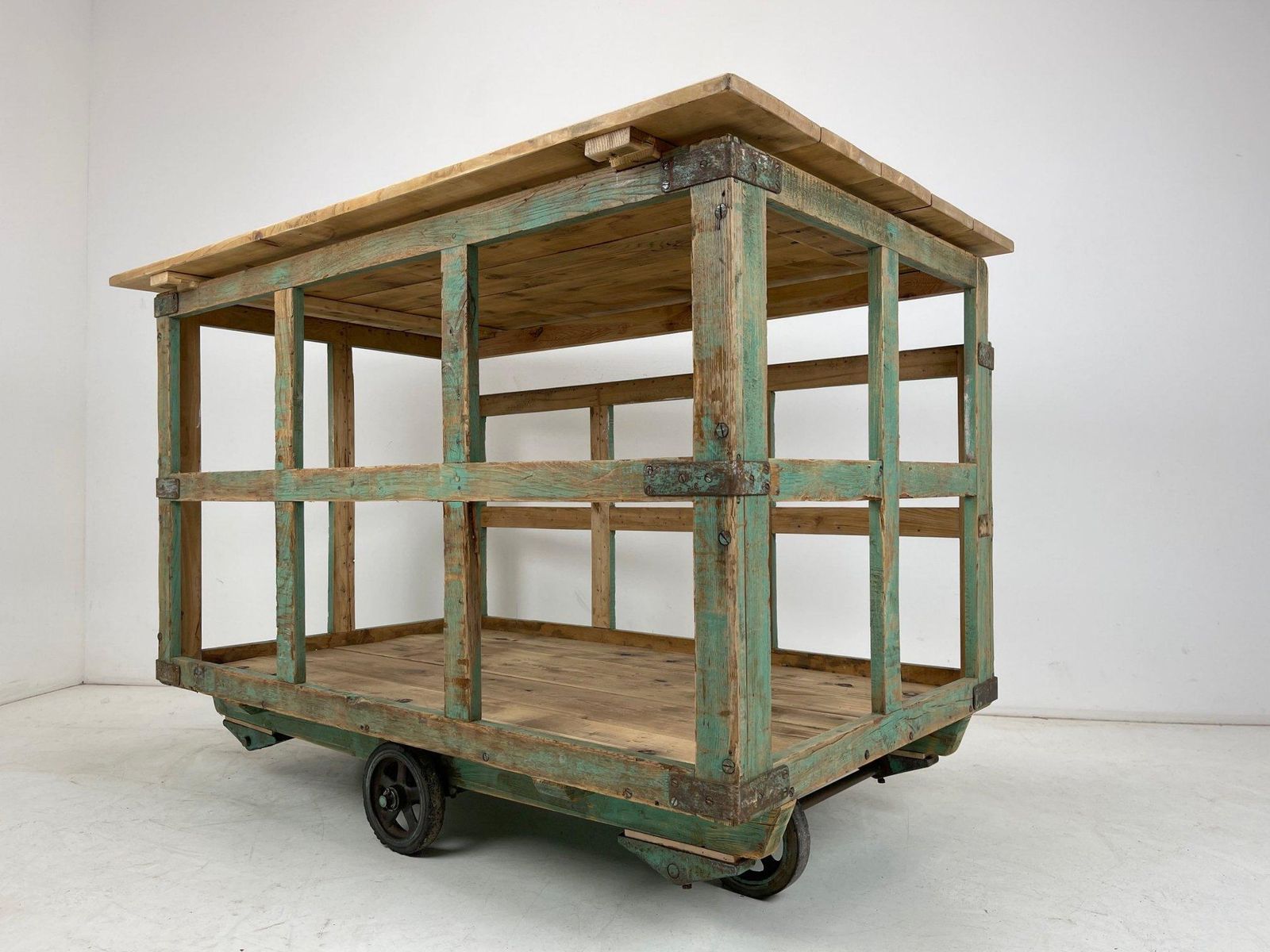 Large Vintage Czech Wooden Cart On Wheels  Kitchen Island photo furniture