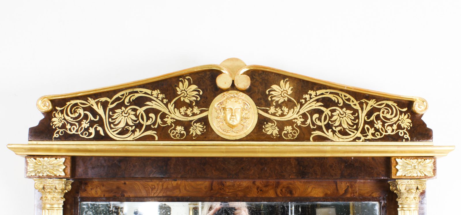 Antique French Burr Walnut Parcel Gilt Mirror 19th C 144x89cm photo furniture