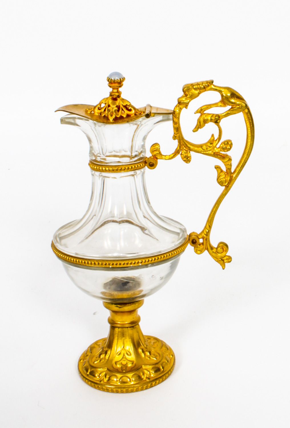 Home Decor Antique Pair Of French Ormolu & Glass Ewers  19th Century photo