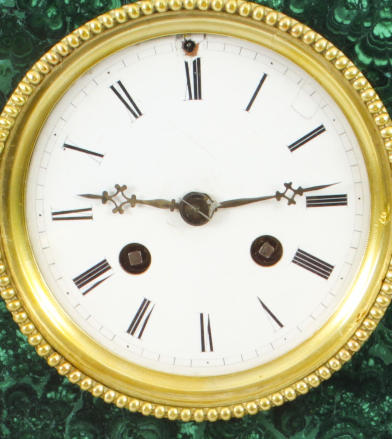 Home Decor Antique Malachite Ormolu & Bronze Mantel Clock Silk Suspension Movement 19th C photo