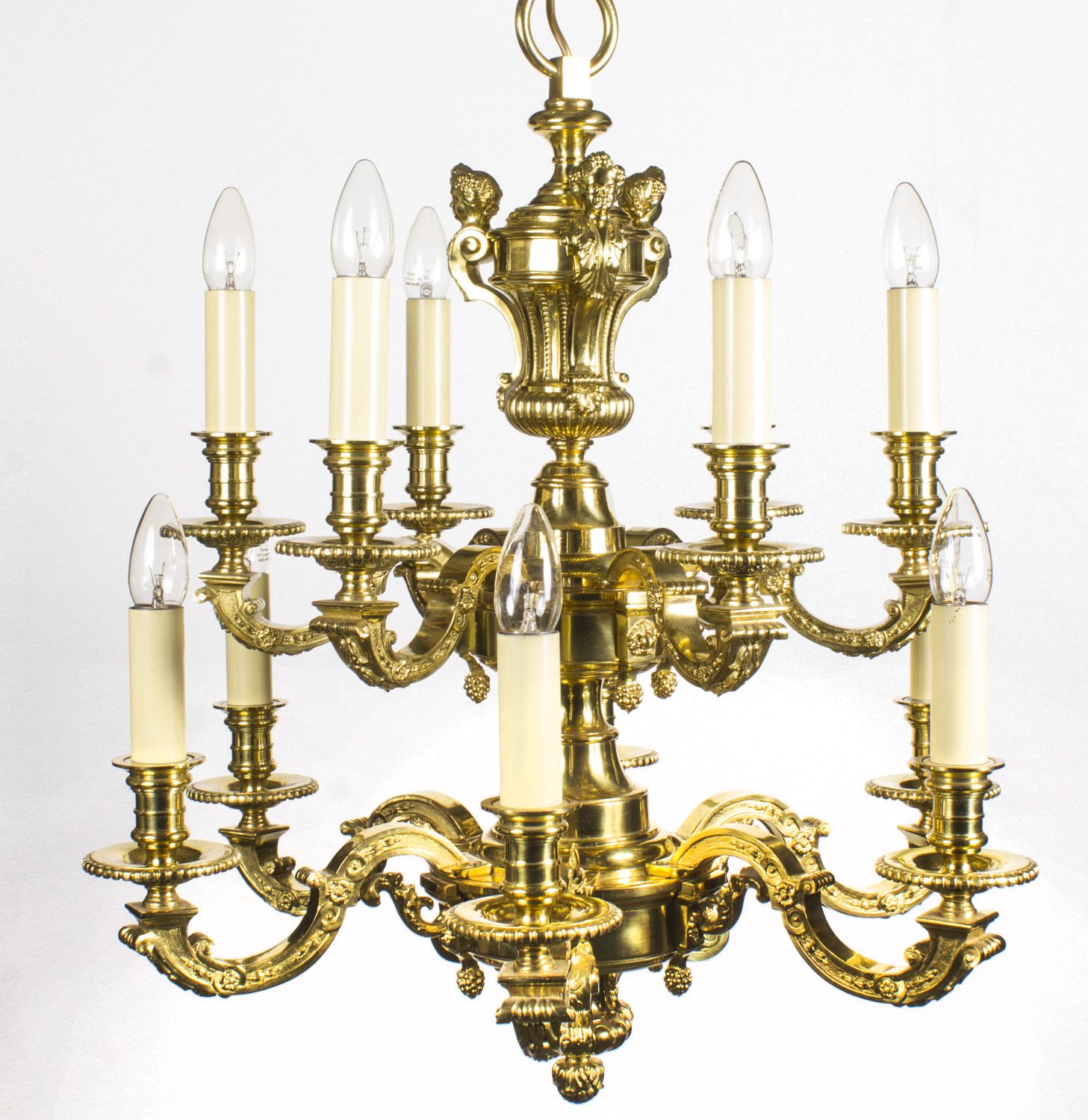 Antique French Louis XIV Style Twelve Branch Ormolu Chandelier C1900