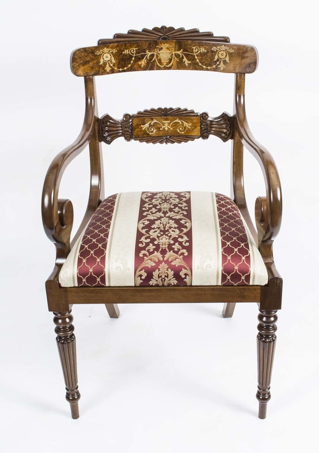 Pair Of English Regency Style Burr Walnut Armchairs photo Furniture