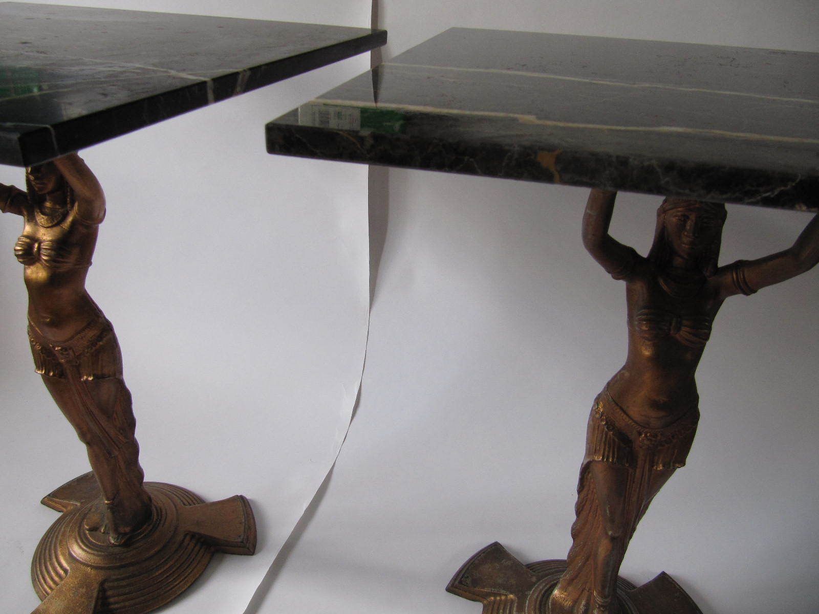 photo furniture Art Deco C1920s Cast Iron & Marble French Cafe Bar Or Side Tables (We Have Several In Stock)
