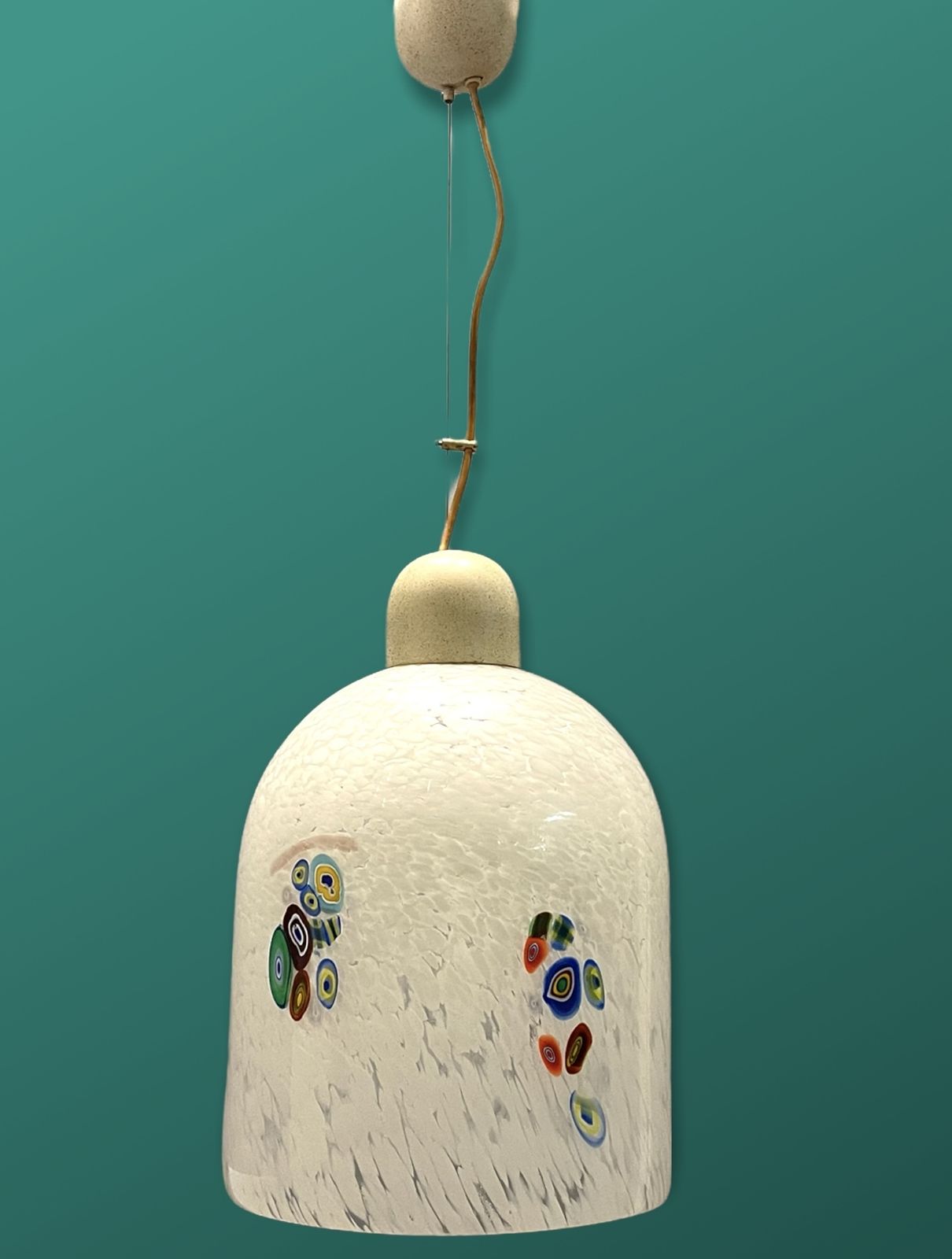 Italian Midcentury Murano Glass Light Pendant By De Mayo photo Lighting