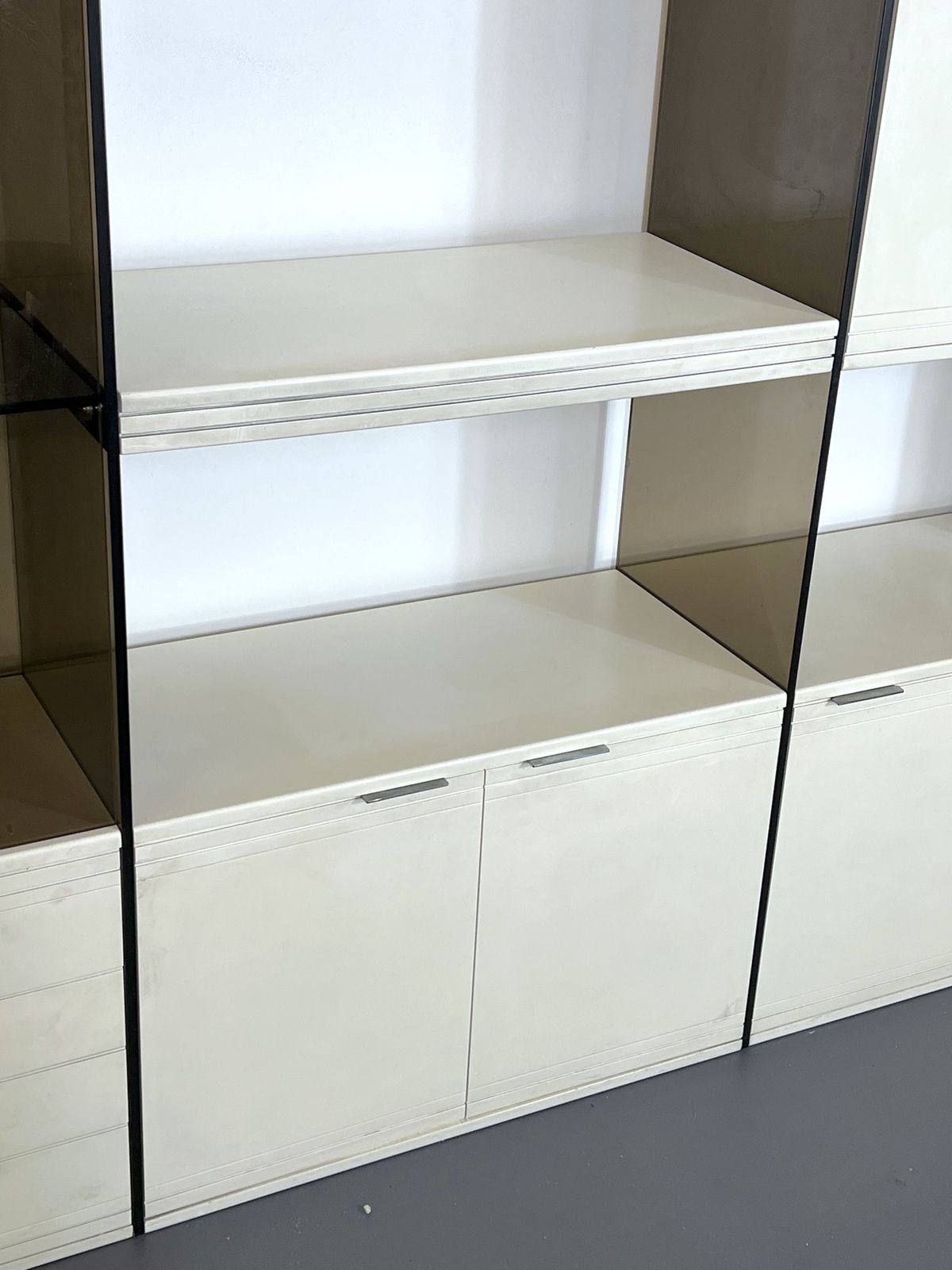 photo for sale Gallotti & Radice, Smoked Glass And Lacquered Wood Cabinet From 70s
