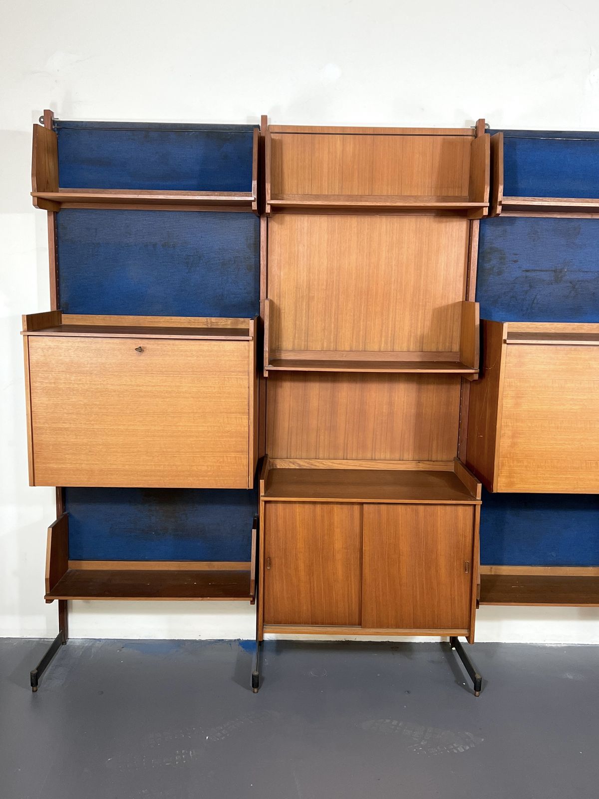 6376.5 Mid Century Modern Modular Wood Bookcase From 50s photo